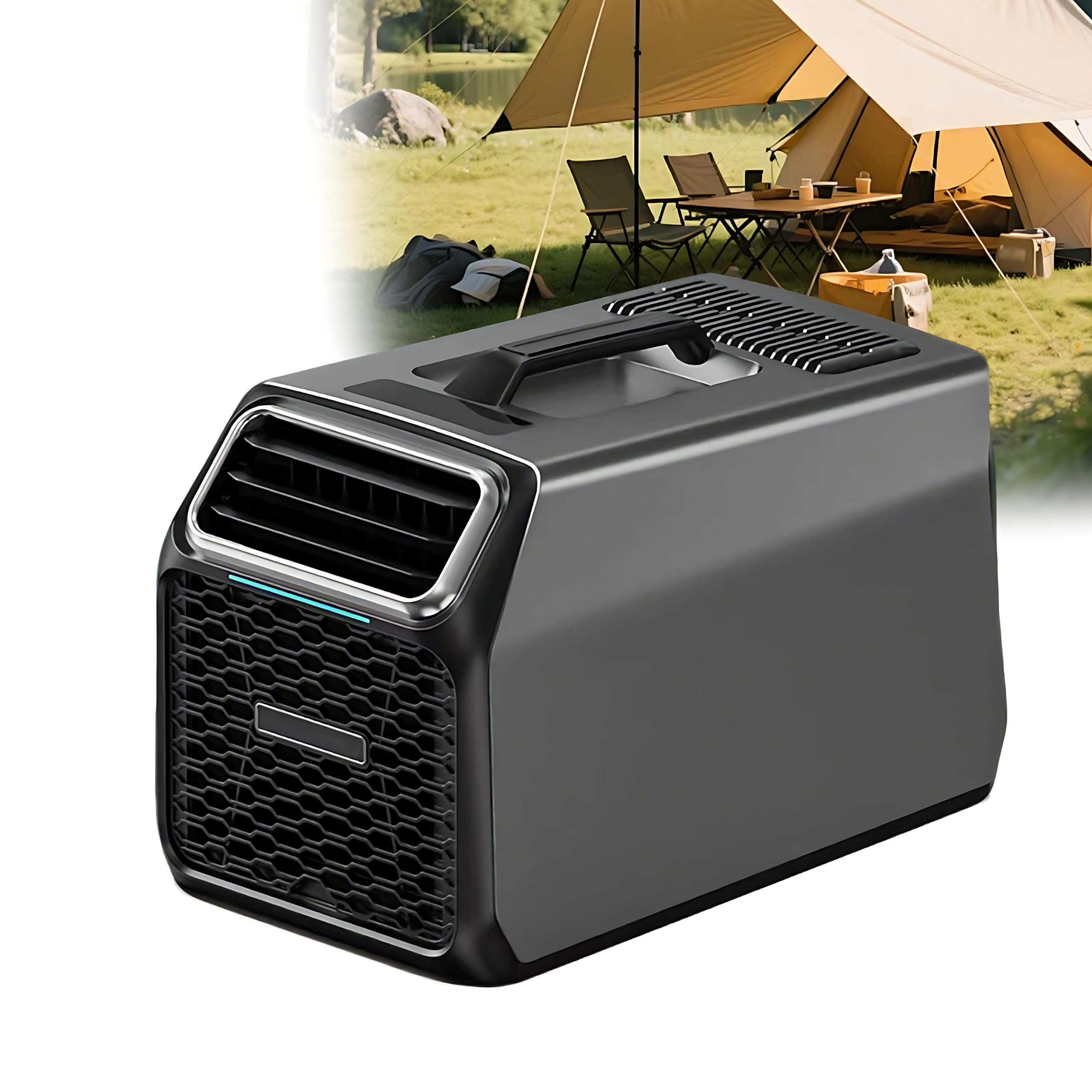 QIUNAOZI Outdoor Ac For Tent, Camping Air Conditioner - 3-in-1 Cooling, Dehumidification & 12-Hour Timer, Compact Size, Panel & Remote Control - for 53–86 Sq Ft Camping, Truck Sleepers & Cabins