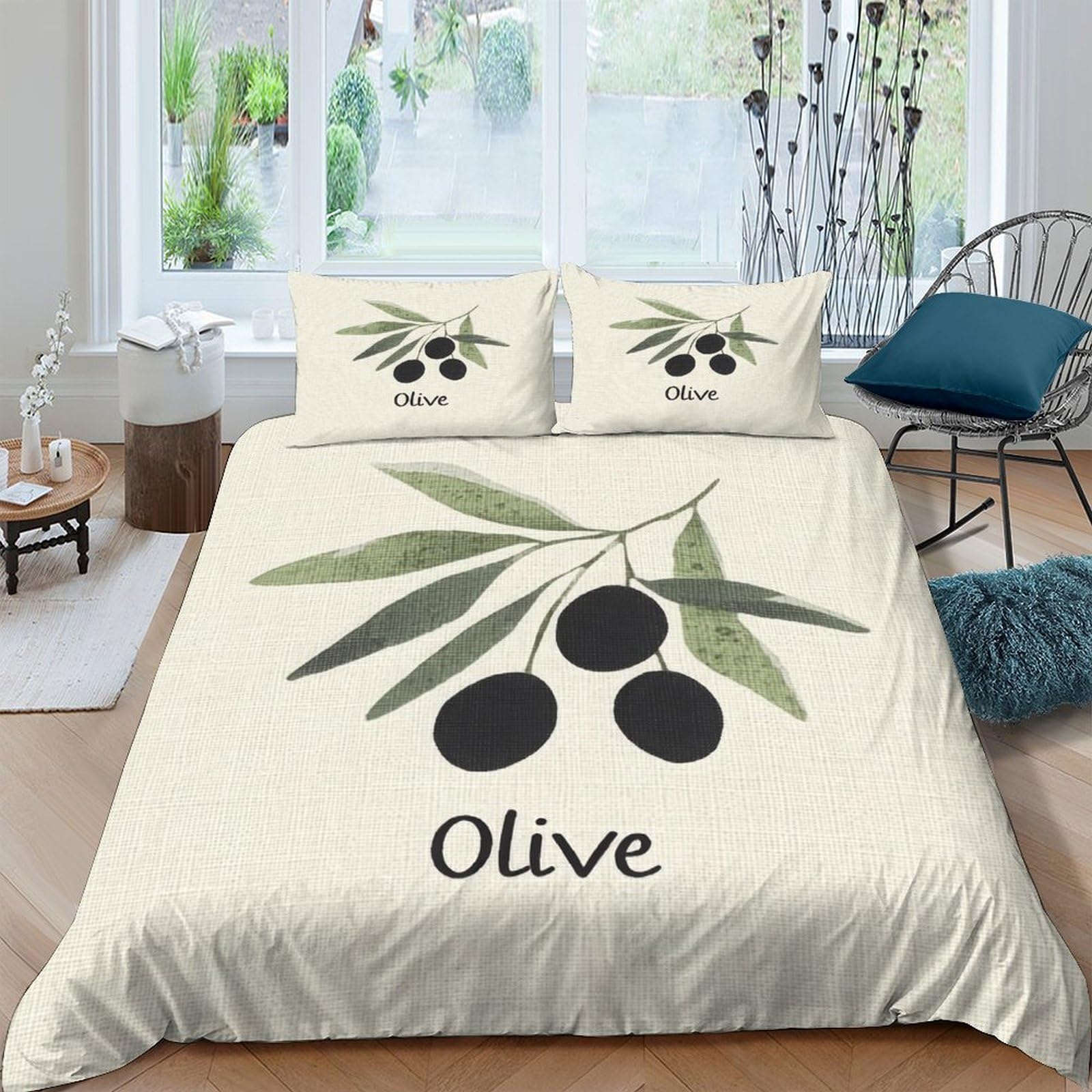 Ctjqhvkz Style-6 3D Printed Olive Branch Fitted Sheet Microfiber Soft Non-Slip Black Fruit Bed Cover For Bedroom Home Decor Single（135X200cm）