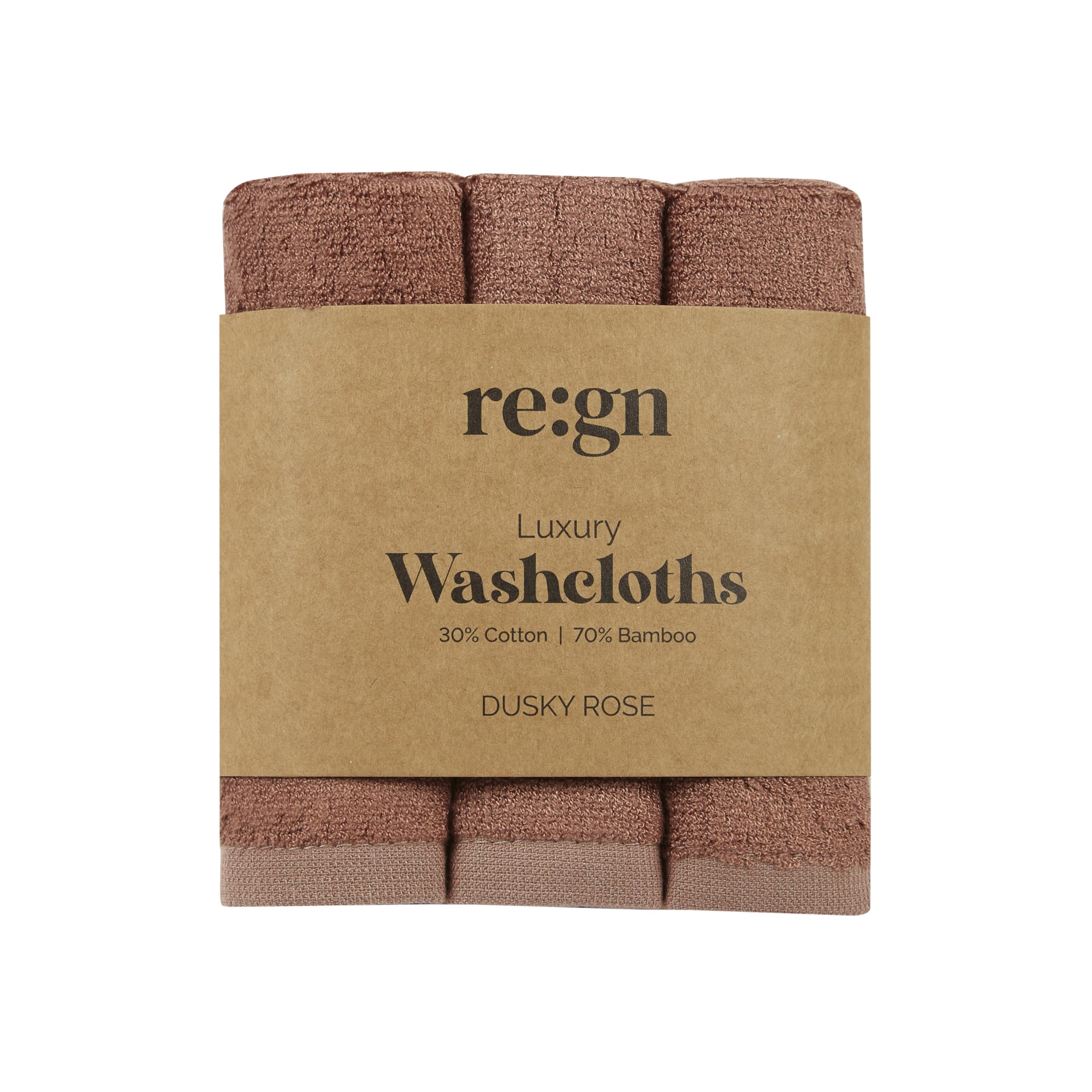 Regn Dusky Rose Luxury Bamboo Face Cloths 500Gsm - Ultra Soft Thick Wash Cloths For Daily Cleansing And Makeup Removal, Durable Bamboo And Cotton Blend Set For Skincare Use - 26 X 26 Cm 3 Pack (Dusky Rose)