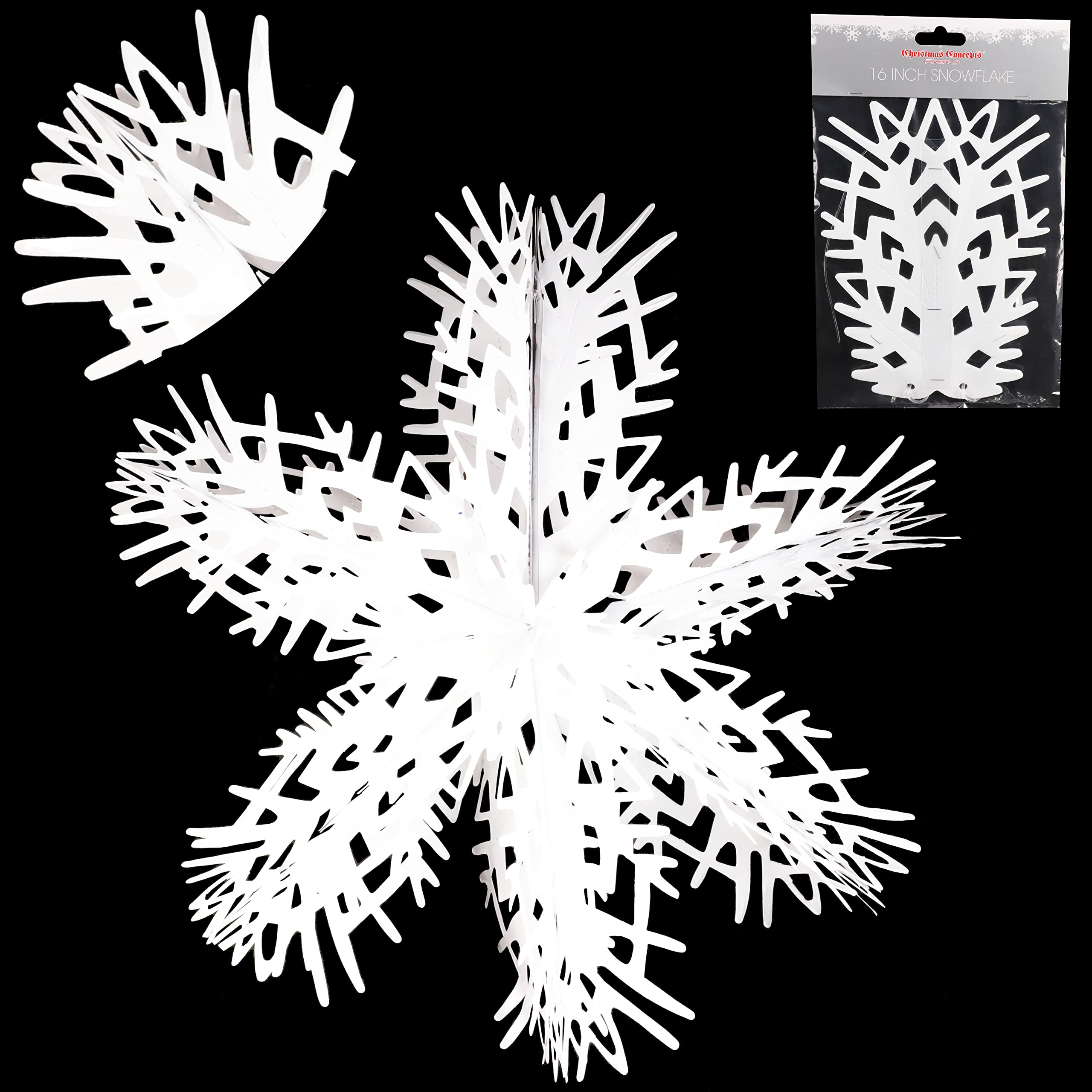Christmas Concepts White Christmas Concepts® 16” (1.3Ft) Large Foil 3D Snowflake Hanging Decoration – Christmas Trimming (White)