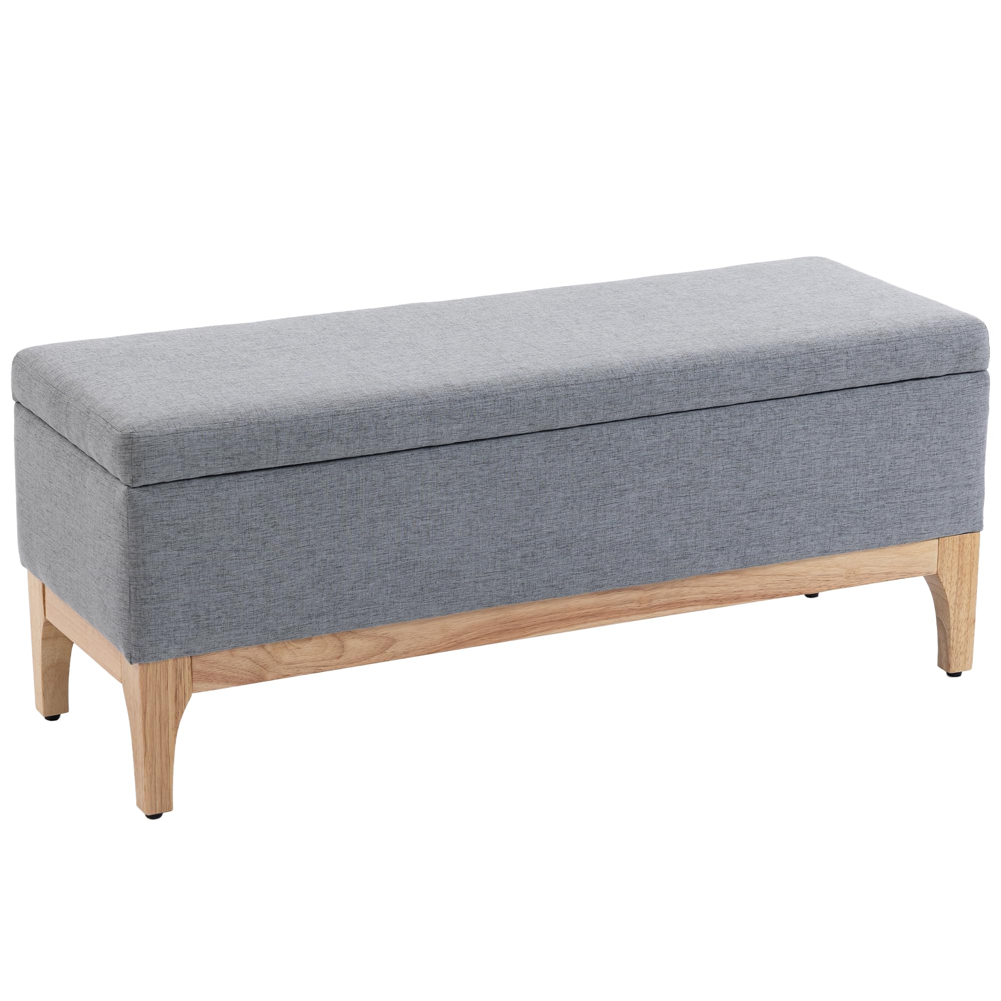 HOMCOM Aufbewahrungsbank, Aufbewahrungstruhe mit abnehmbarem Deckel, skandinavischer Stil, Kopfteil aus Leinenstoff, 110 x 39 x 45 cm, Grau