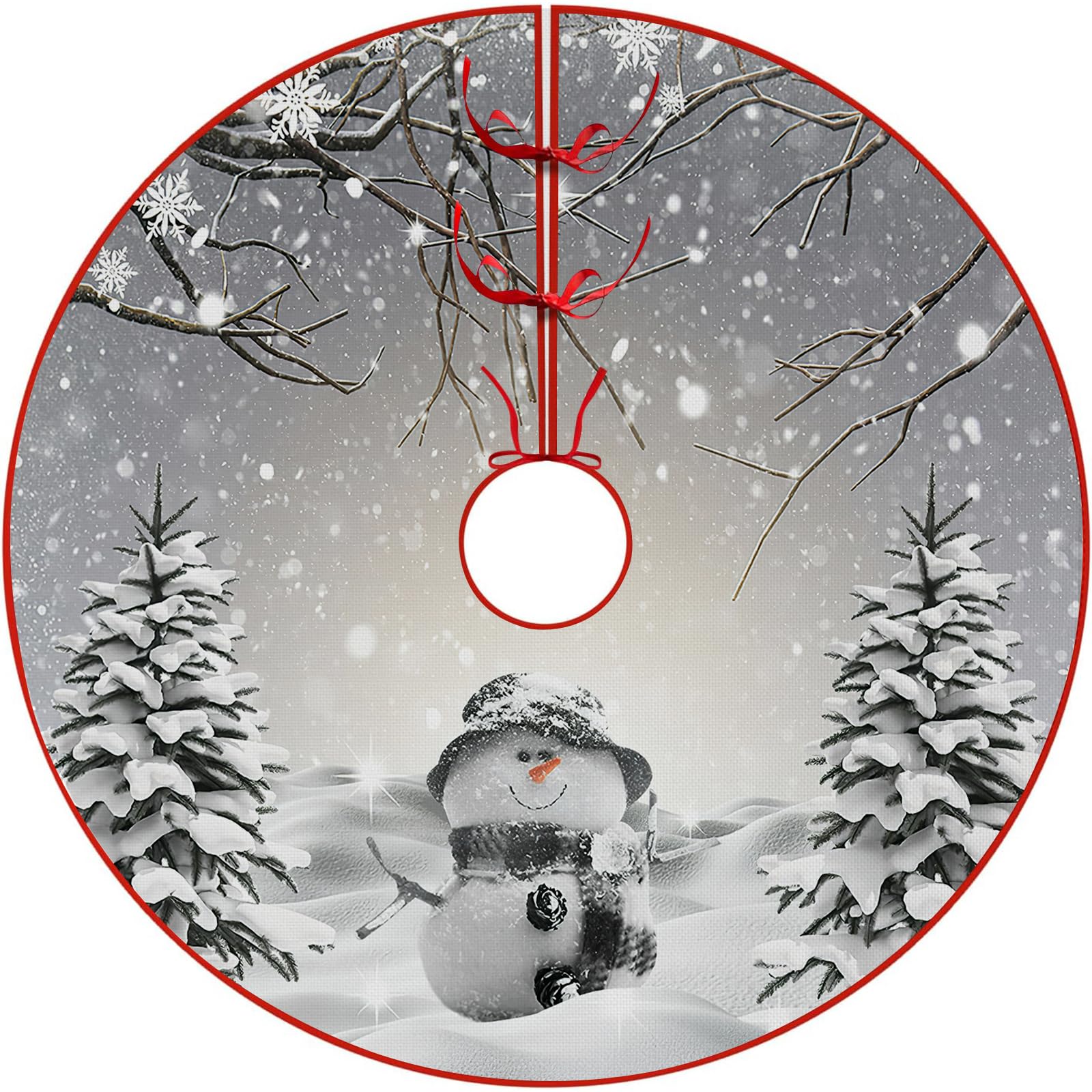 Gaakvrr Color 7 Christmas Tree Skirt White Snowman Tree Skirt For Winter Merry Christmas Party 90Cm
