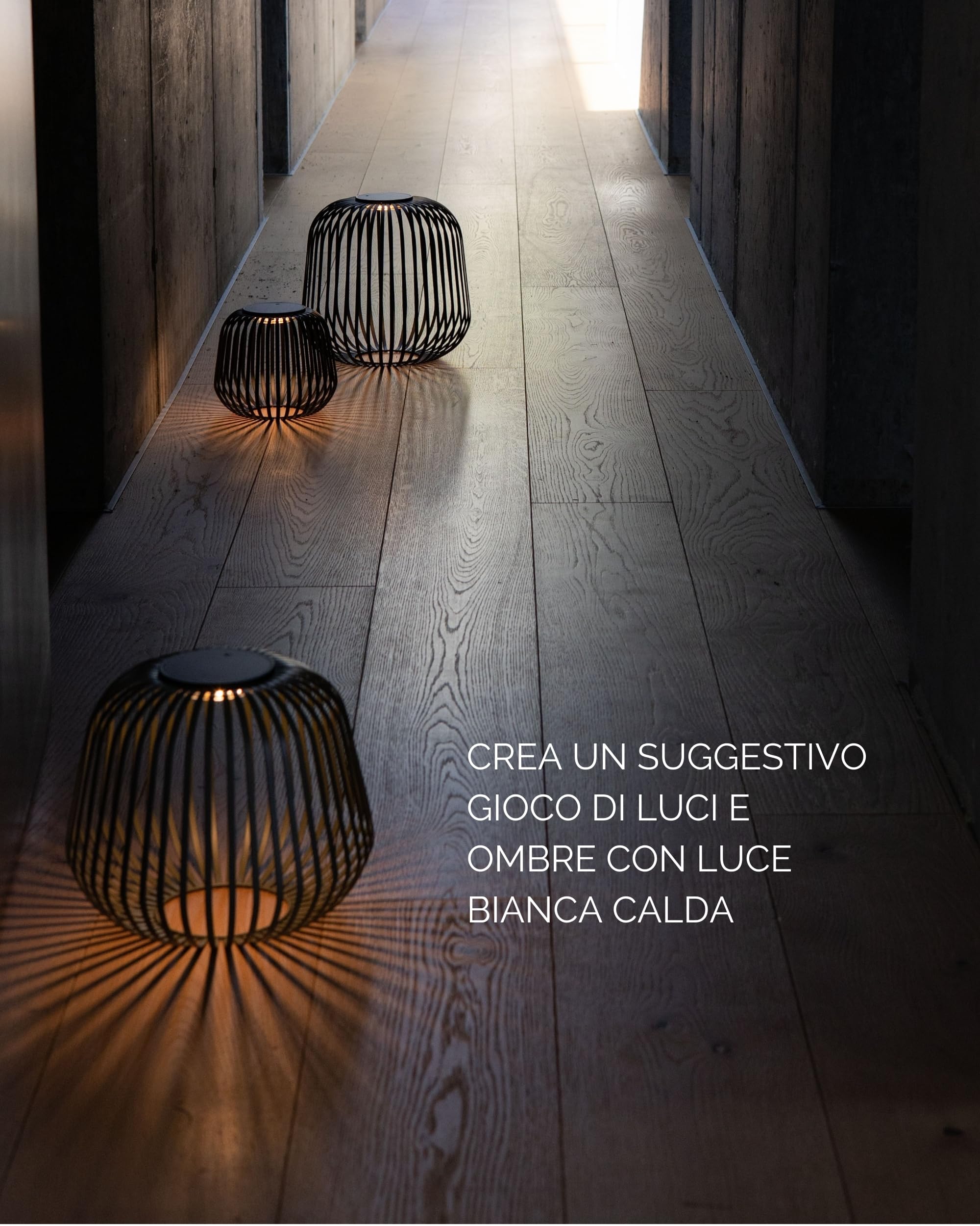 LUUK Studio Lanterna Solare, IP65, Lampada da Tavolo Senza Fili, Noce, S | Luce d'atmosfera Dimmerabile per Giardino e Balcone: Energia Solare, Ricaricabile via USB-C, per uso Interno ed Esterno