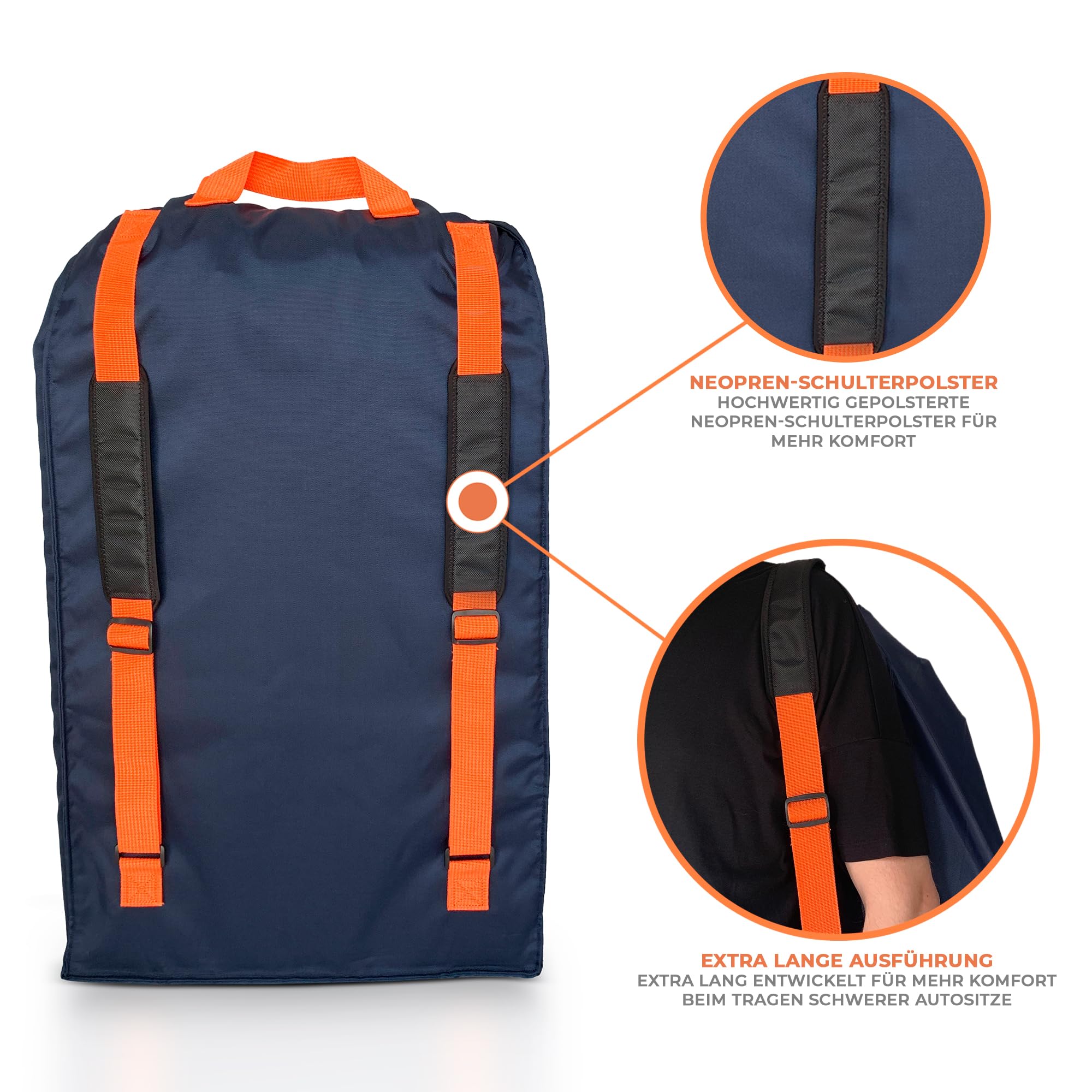 Huckaboo Kindersitz-Transporttasche für Flugzeug – Robuste Tasche für Kindersitz & Babyschale, strapazierfähiges Nylon, Dunkelblau