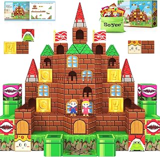 Soyee Magnetic Tiles 80PCS Kids Toys Castle Magnetic Building Blocks Construction Magnet Pretend Play Set for Boys & Girls 3-12 Year Old Christmas Birthday Gifts for Boys