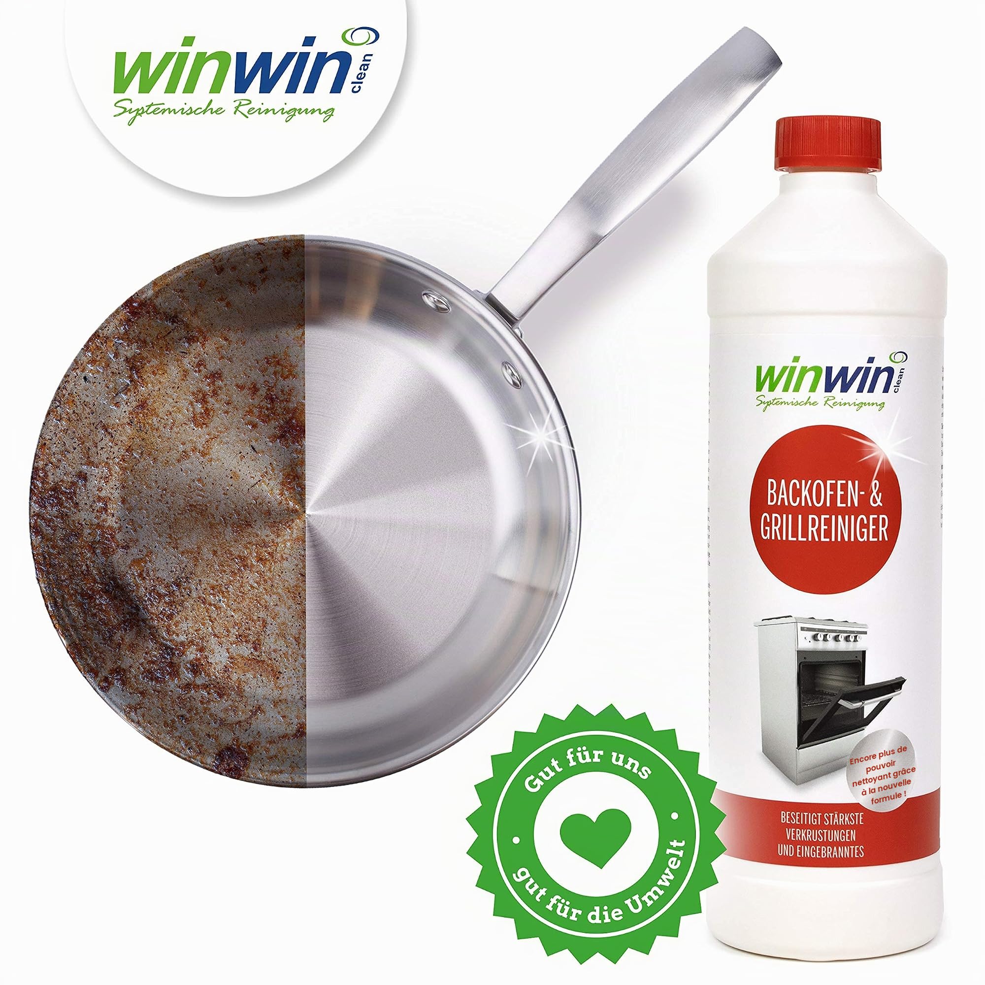 winwinCLEAN® Nettoyant Four & Barbecue [Testé par Stiftung Warentest] | Décap Four Puissant & Dégraissant Professionnel | Four, Barbecue Gaz, Plaque Vitro I 1L Original