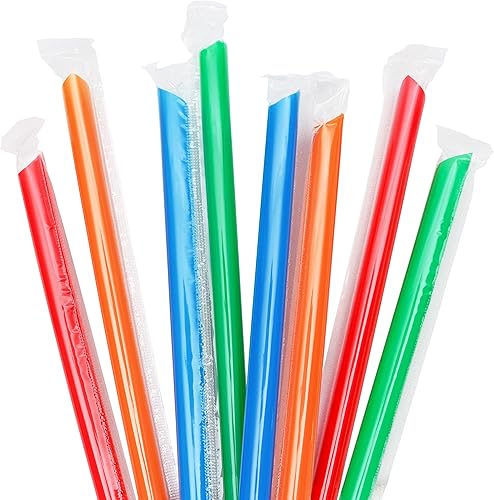 Miniatura 2 de 50 pajitas Boba envueltas individualmente, batido de plástico multicolor, batido gigante, pajitas grandes desechables de boca ancha