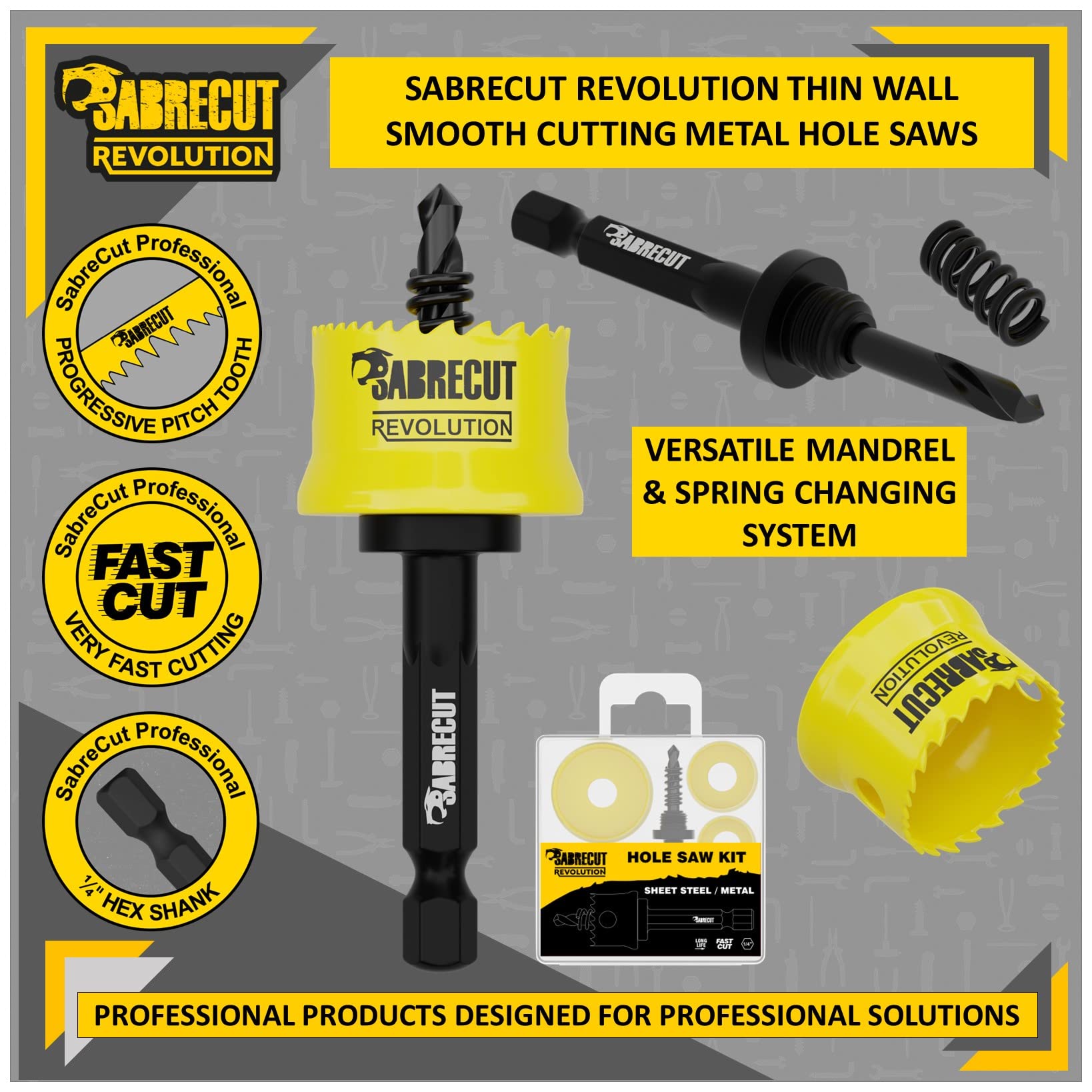 3 x SabreCut HSMK3A 20mm 25mm 32mm High Performance Thin Wall Sheet Steel Hole Saw Kits Feature Steel Body and HSS M42 Cobalt Arbour with Progressive Tooth Profile for Wood Plastic and Steel - Image 4