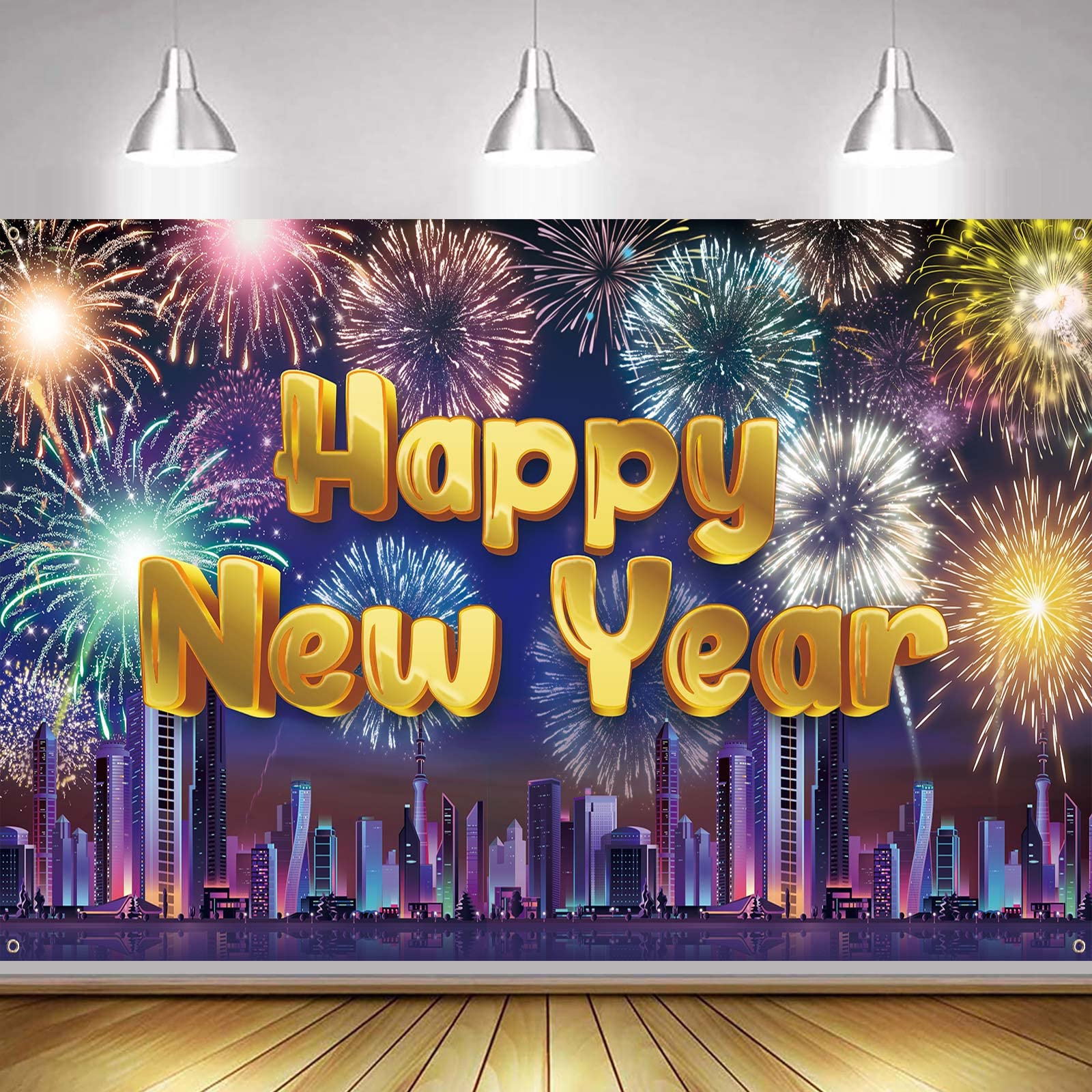 2023 New Year Backdrop Backdrop Banner, Extra Large Fabric Happy New Year Backdrop for 2023, NYE Holiday Festival Celebration Shining Party Decoration, 2023 New Year Fireworks Photo Booth Background