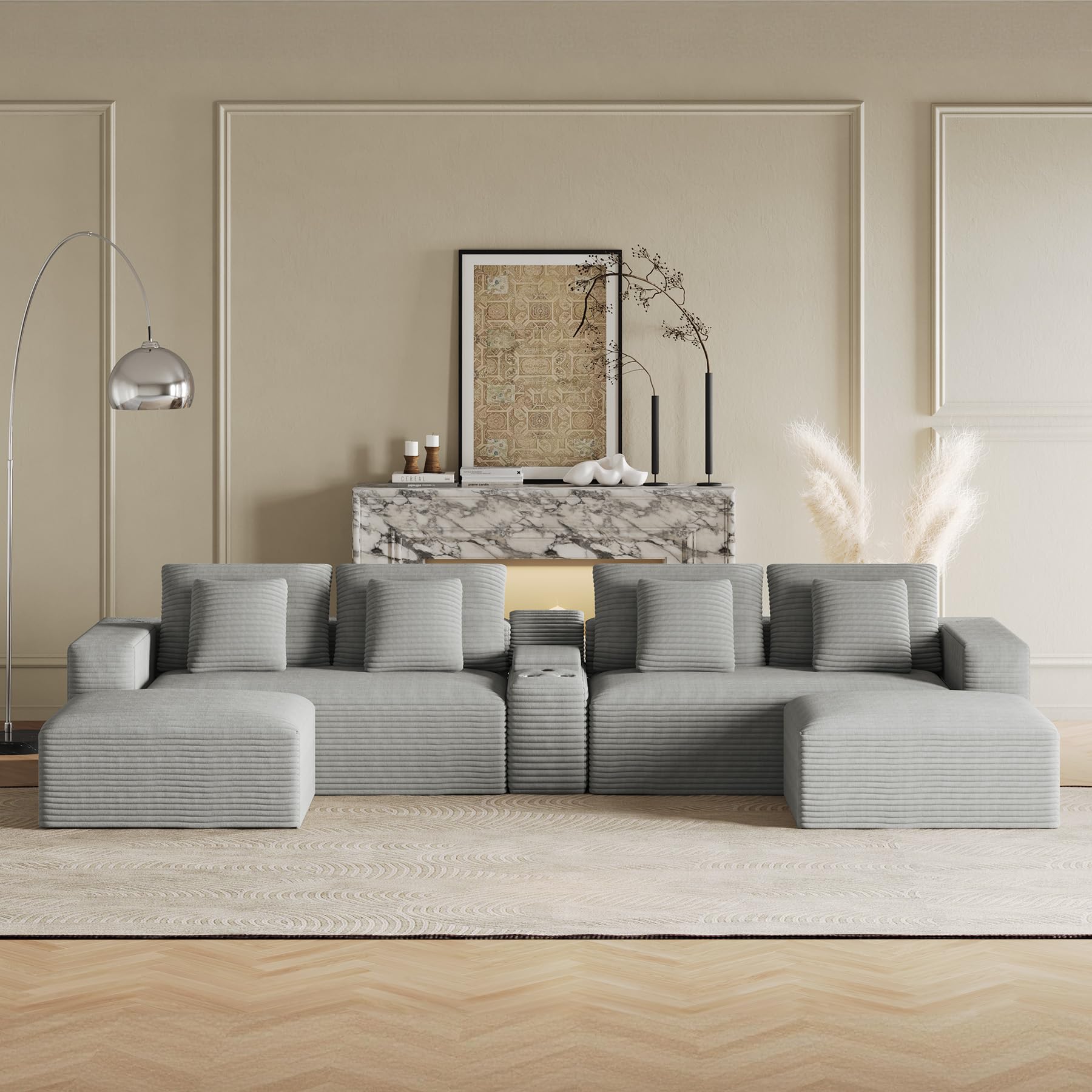 BEQAI 151 U Shaped Sectional w/ Console