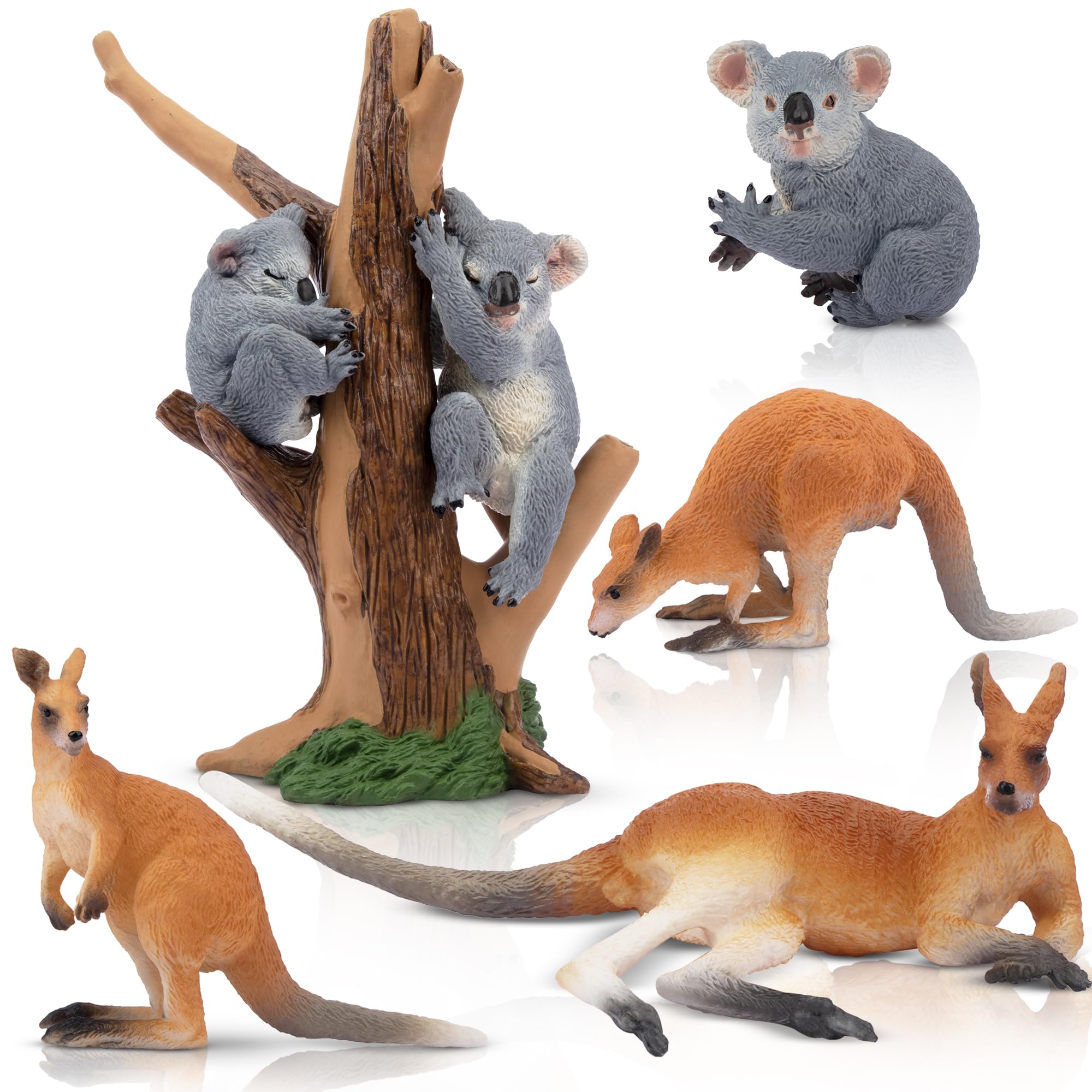 Toymany7PCS Australian Wildlife Animal Figurines Includes Koala and Kangaroo Figure Toy, Plastic Forest Animal Figures Toy Set, Cake Toppers Christmas Birthday Gift for Kids Toddlers