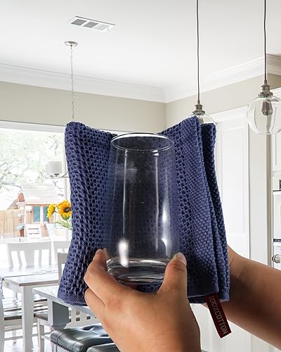 Miniatura 5 de ZEBOLE Trapos de cocina de 100% algodón, ultra suaves, absorbentes, de secado rápido, 13.4 x 13.4 in, 6 unidades, azul marino.