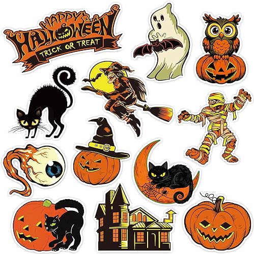 AnyDesign 12 unidades de imanes de refrigerador vintage de Halloween Trick Or Treat Imanes Calcomanías magnéticas decorativas para decoración de