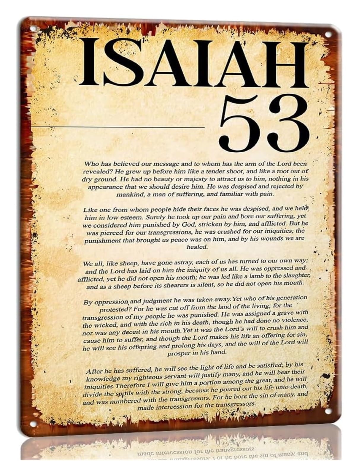 EKFBQBGW Isaiah 53 of Thorns Christian Easter Metal Sign Bible Scripture Verse Wall-Art Inspirational Vintage Tin Sign for Home Office Prayer Room 8 X 12 inch