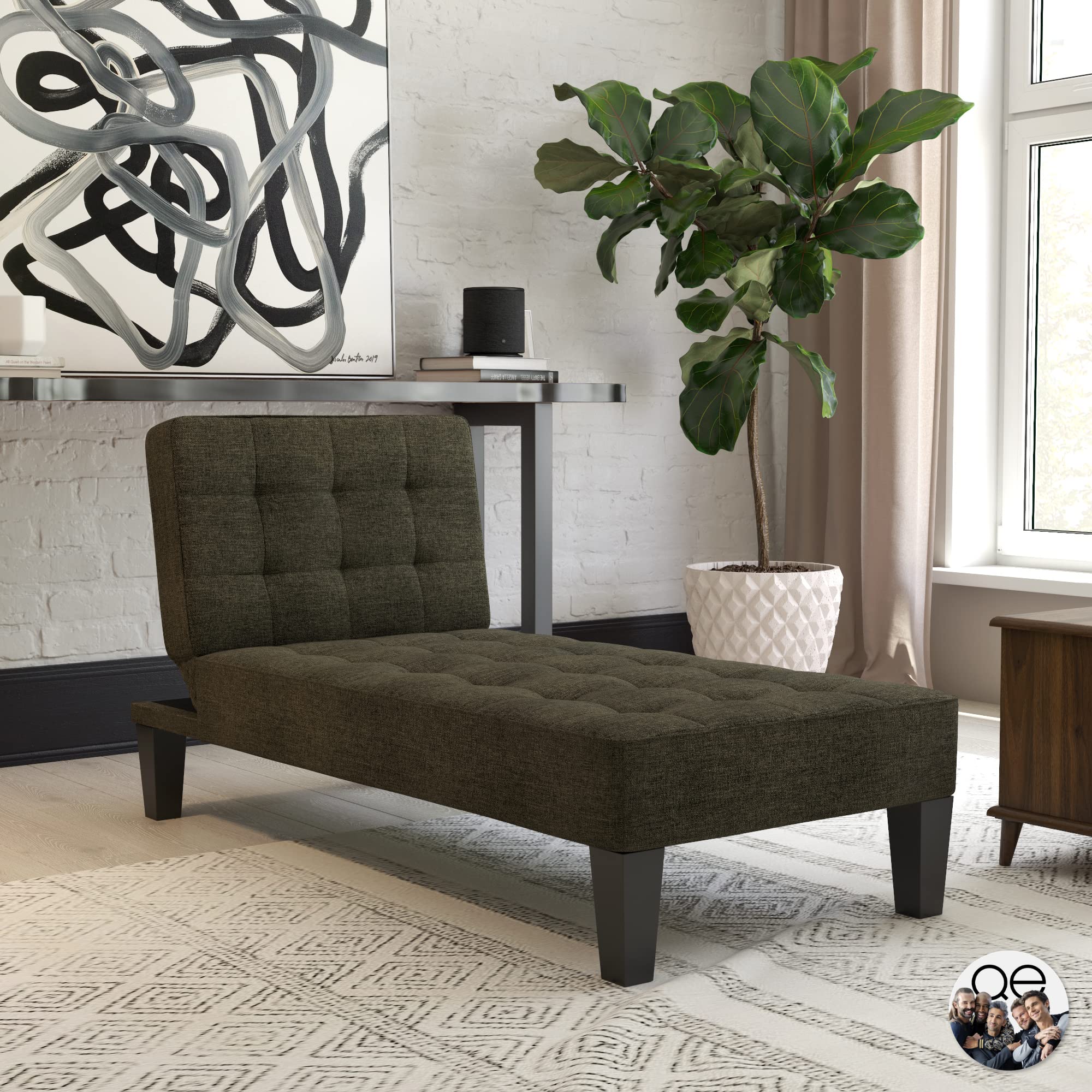 Dorel Grey Linen Chaise Lounger - Small