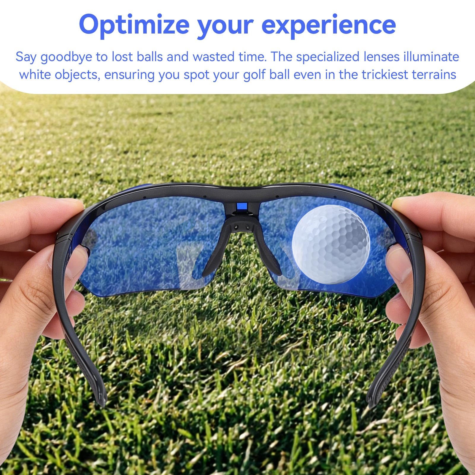 HERCHR Gafas localizadoras de pelotas de golf con lentes azules y bolsa de almacenamiento