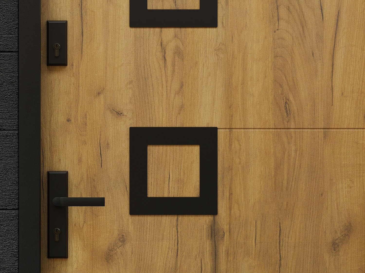 Vente-unique - Puerta de entrada de acero con inox Alt. 207 x Ancho 100 cm acabado roble - apertura derecha - TIFANA
