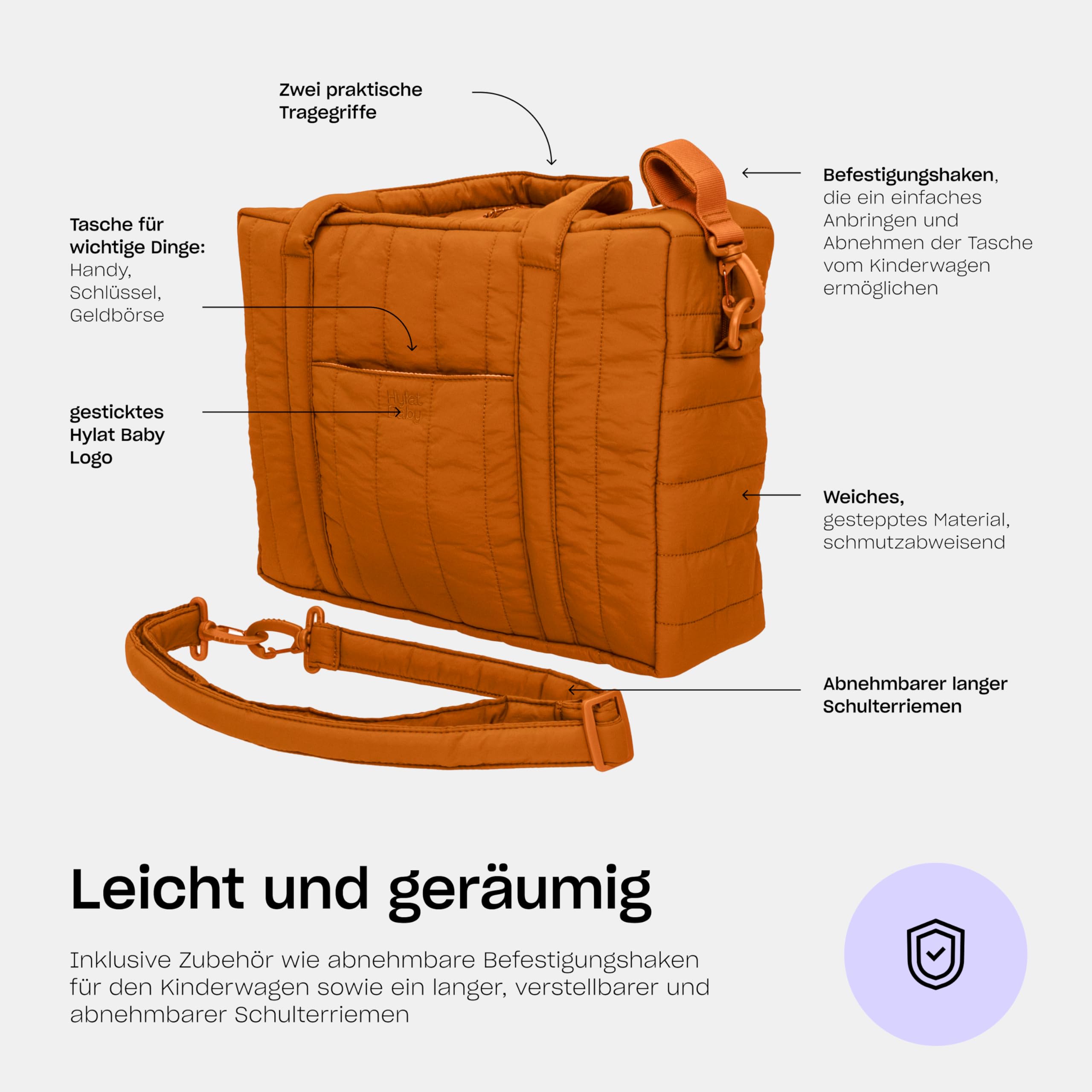 Hylat Baby Wickeltasche – Leichte & Vielseitige Kinderwagen-Tasche mit Gepolstertem Fach, Tragbar & Wasserdicht – Ideal für Unterwegs - Violett
