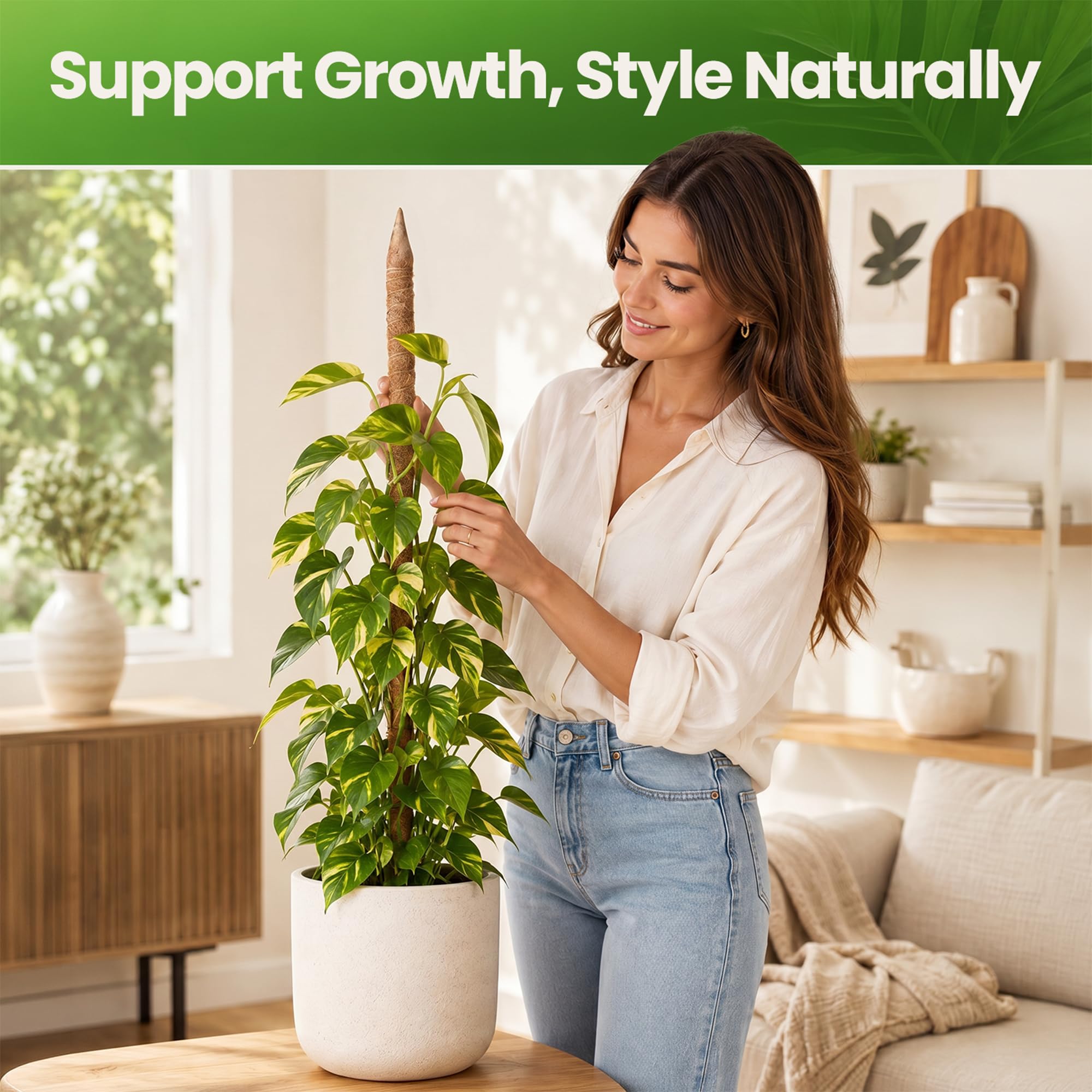 K-Brands Lot de 2 piquets en Mousse – Support de Plante Monstera de 160 cm – Poteaux en Mousse pour Plantes grimpantes Monstera – Support Pliable pour Plantes d'intérieur