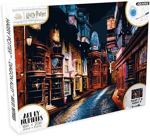 AQUARIUS Harry Potter Diagon Alley Art by Numbers - Pintura temática de Harry Potter por números, 16 x 20 pulgadas, para adultos y niños, kit de