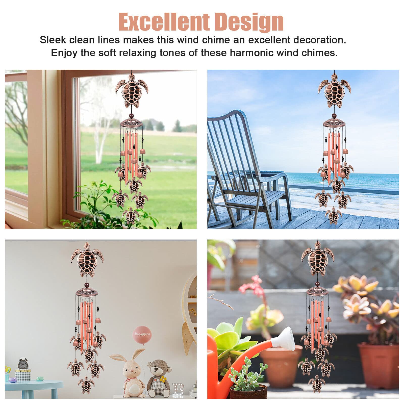 Turtle Wind Chimes Decor for Outdoor Garden Yard Home, Turtles Gifts for Turtle Lovers for Outside