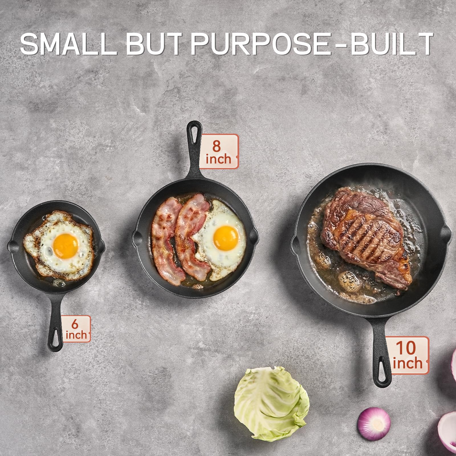 WANGYUANJI Cast Iron Skillet Set - 3 Piece Raw Iron -2