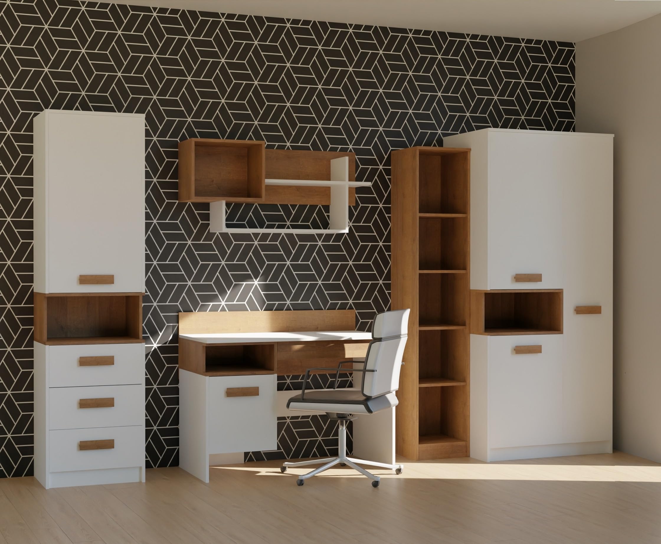 Grant Möbelset Set 30, Kleiderschrank, Schreibtisch, Regale, Jugendzimmer