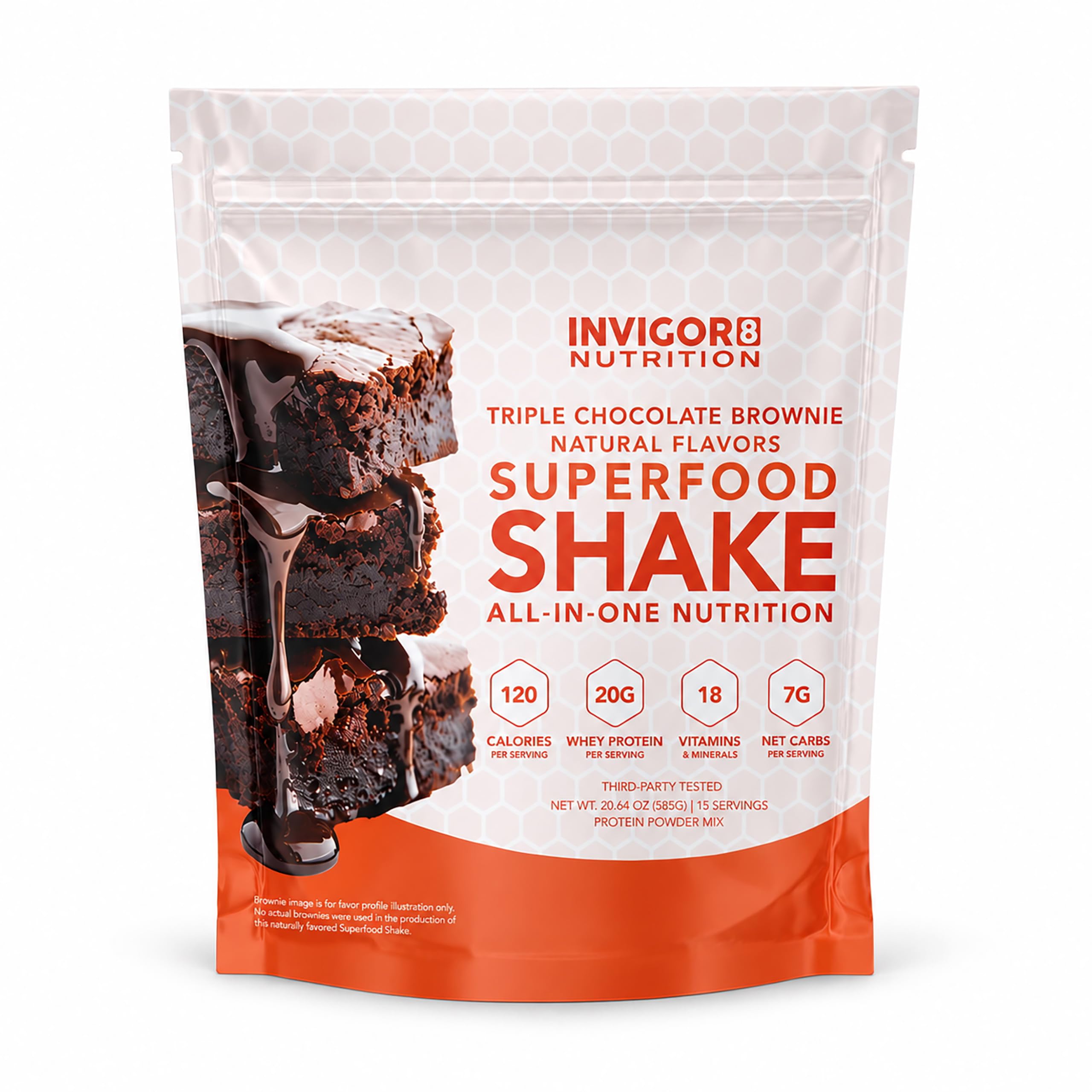 INVIGOR8 Shake de Proteína Isolada de Whey e Substituto de Refeição, Triple Chocolate Brownie, 645 g