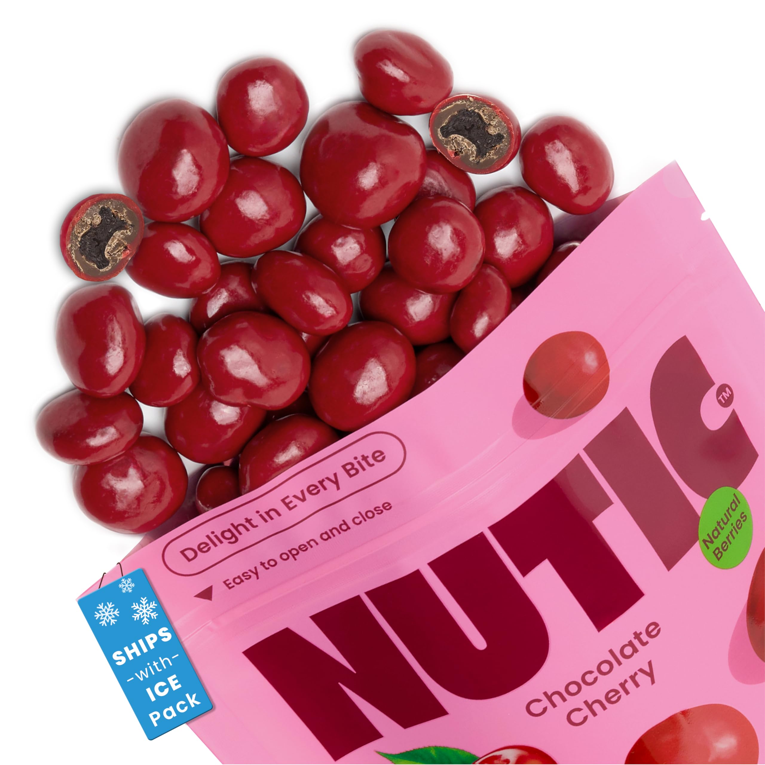 Nutic Chocolate Covered Cherries - 2LB, Tart Dried Fruit Coated in White and Milk Chocolate - Dried Red Cherry Cordials - Birthday or Christmas Gifts - (Pack of 1)