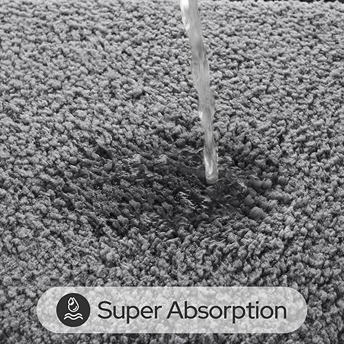 Miniatura 5 de HOMEIDEAS Juego de 2 alfombras de baño, tapetes de baño suaves y microfibra absorbente, lavables a máquina, para ducha, bañera, cocina (20 x 32 + 16