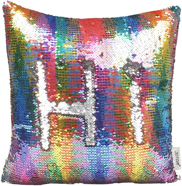 JOTOM Two-color Reversible Sequins Pillow Case Cushion Covers Magical Color Changing Pillow Cover for Home Car Sofa Decorative,40x40cm (Multicolor Sequins)