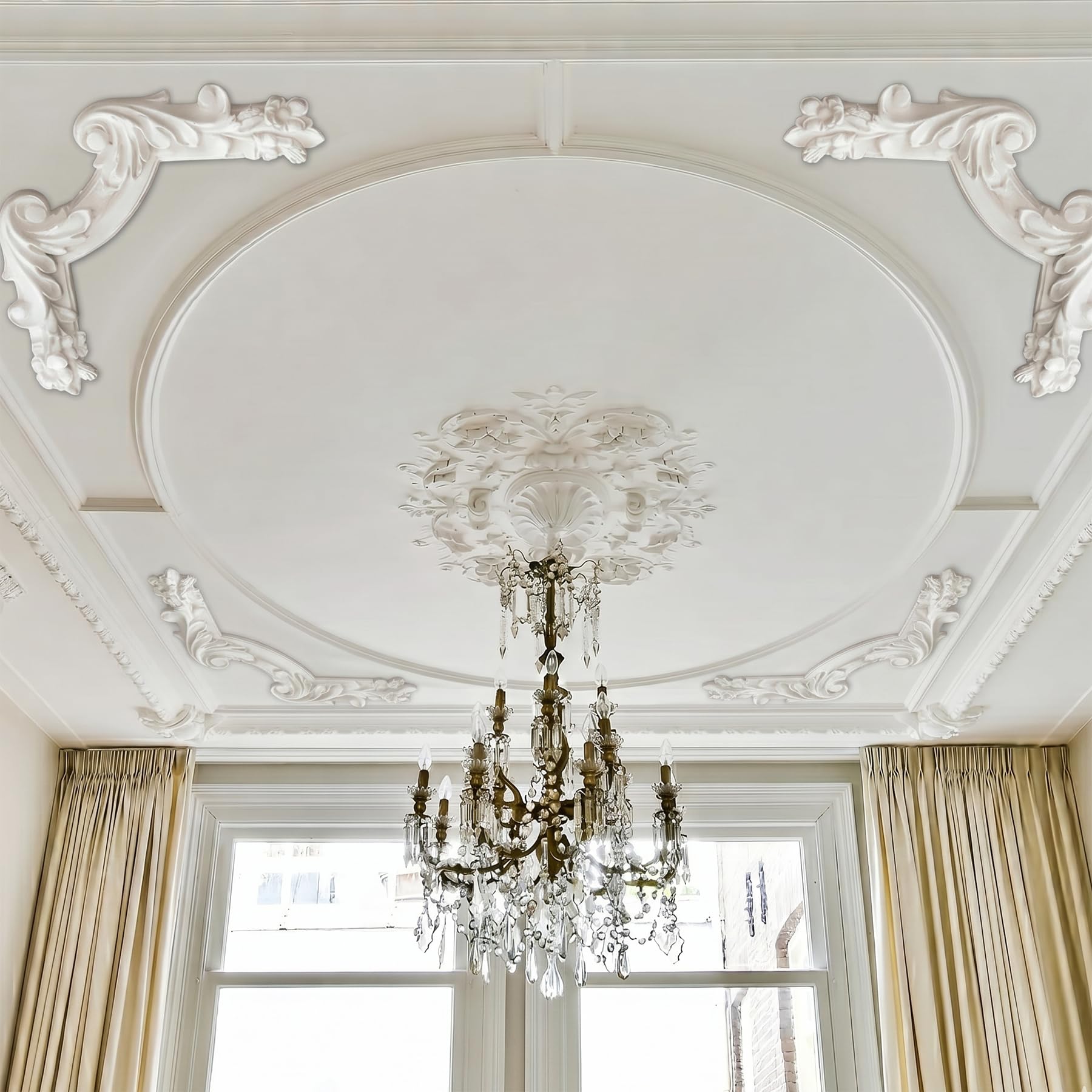 4 PCS Angolari Decorativi per Pareti E Soffitti in PU Modanature Angolari 3D con Decorazioni Floreali Profili Decorativi Verniciabili per Cornici E Angoli Elegante Finitura