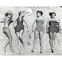 OnlyClassics 1950's SEXY MID-CENTURY SUN BATHERS OCEAN BEACH 8X10 B&W PHOTO PINUP Cheesecake