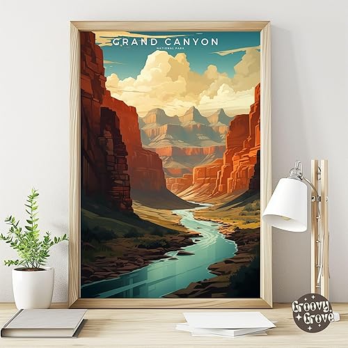 Miniatura 2 de Póster del Parque Nacional del Gran Cañón, arte abstracto de la pared, arte de pared de paisaje natural retro, impresiones artísticas de pared para