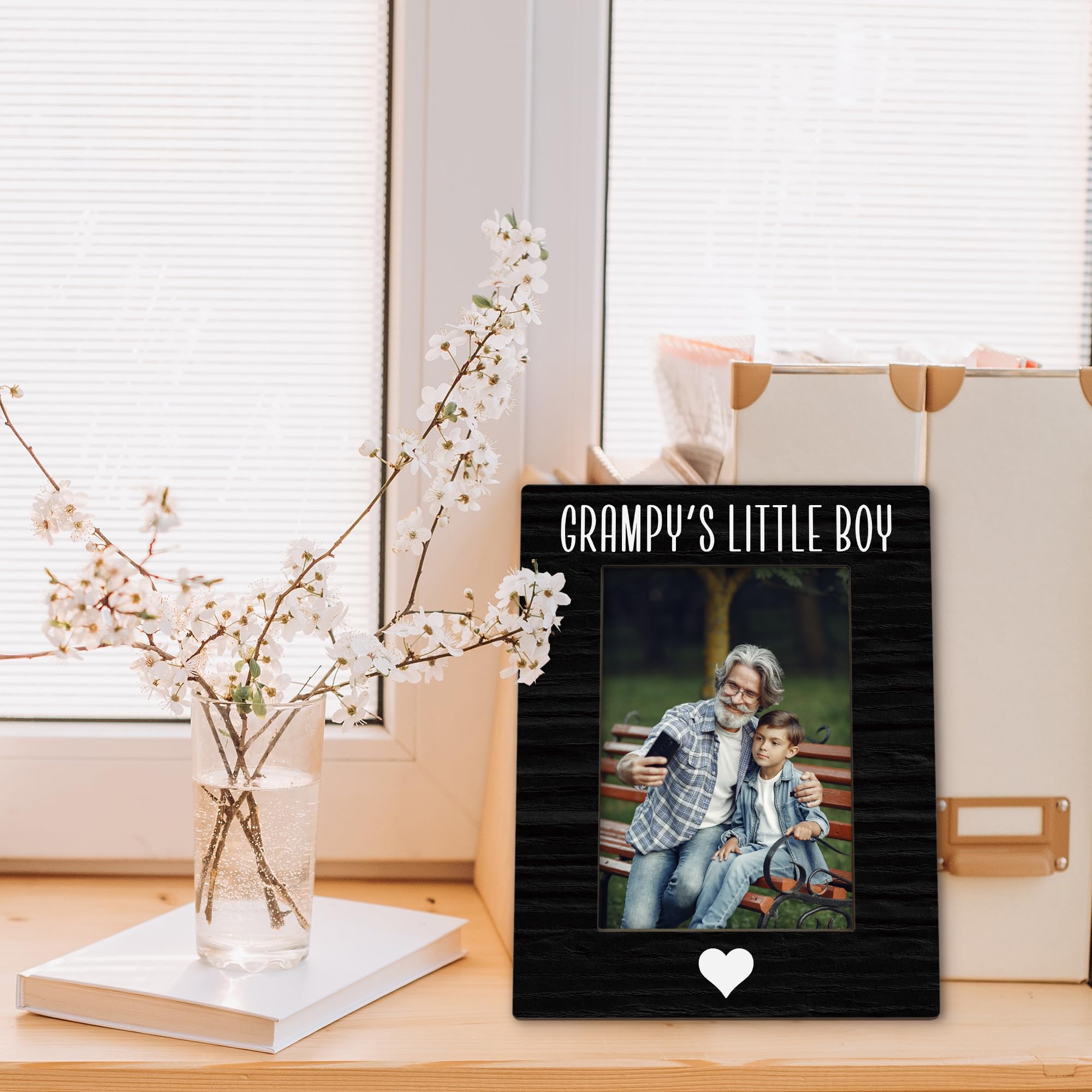 Grampy Gifts Picture Frame 5x7, Grampy Grandpa Photo Frame, Christmas Birthday Gifts for Grampys from Grandson, Grampy's Little Boy Wooden Picture Photo Frames for Desk Home Room Decor