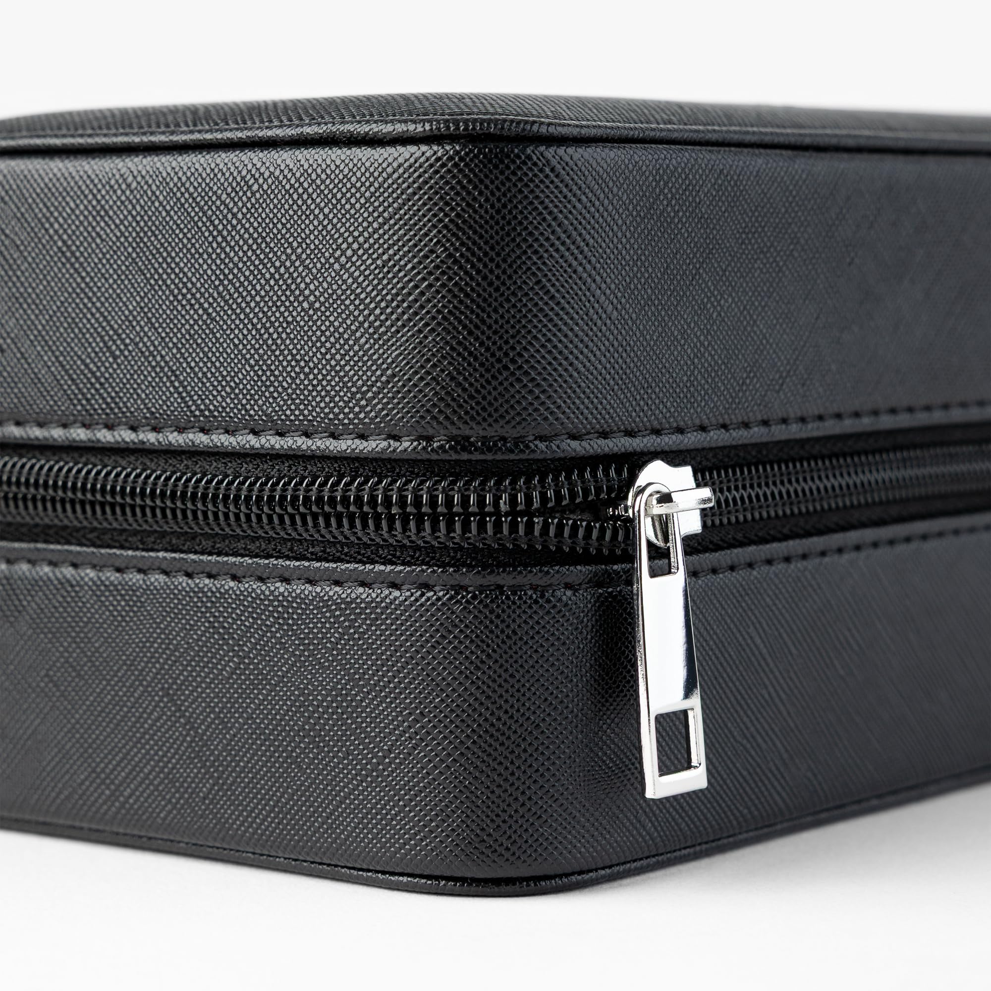 Uhren-Reiseetui für Herren, Leder-Uhrenetui mit 3 Fächern, perfekter Reise-Uhren-Organizer, tragbare Uhren-Tragetasche für Herren (schwarz/grau)