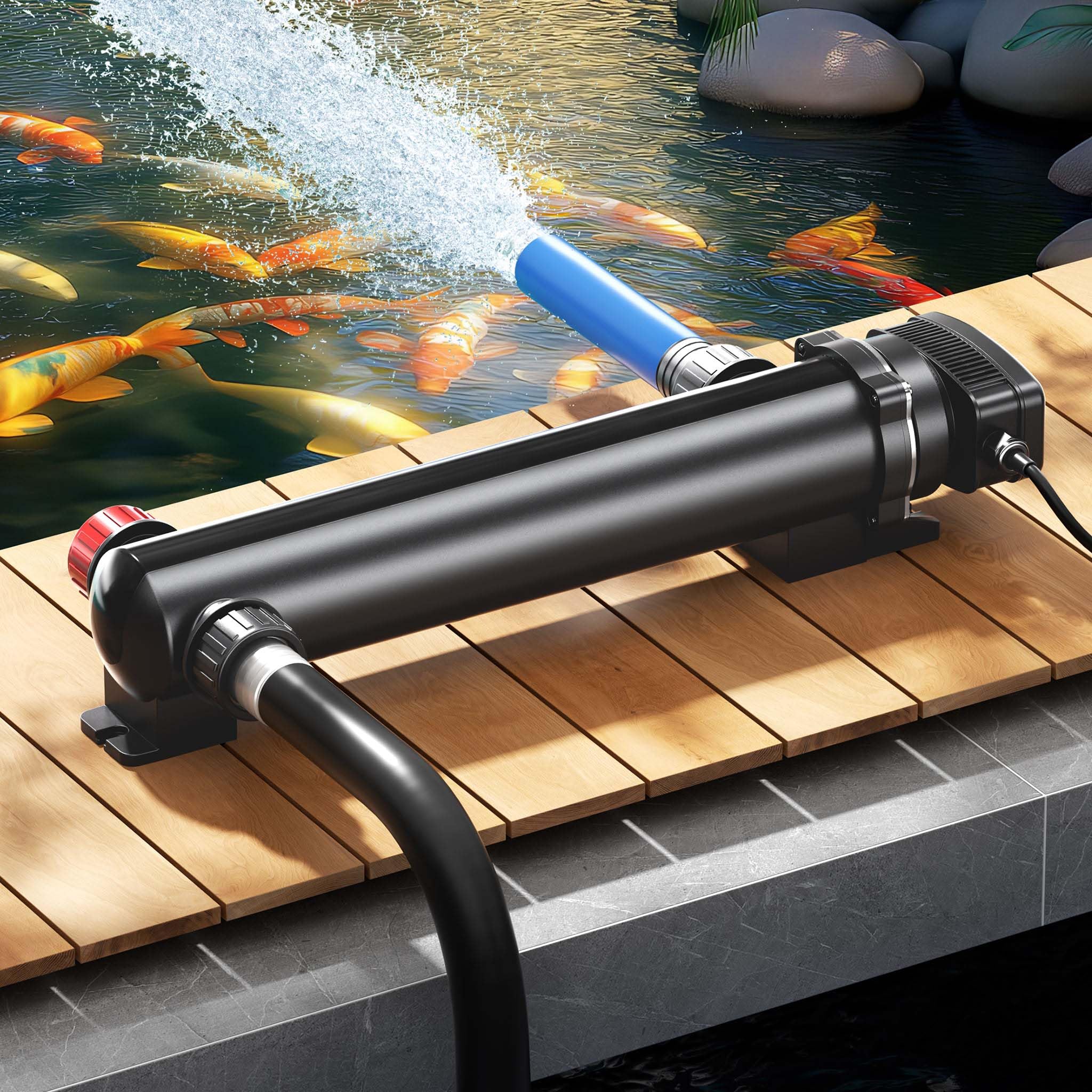 SunSun Kit complet: CBF-350 Filtre de bassin jusqu'à 12000 L Biologique, CUV-336 lampe uv UVC Clarificateur avec 36 Watt Puissance UV-C