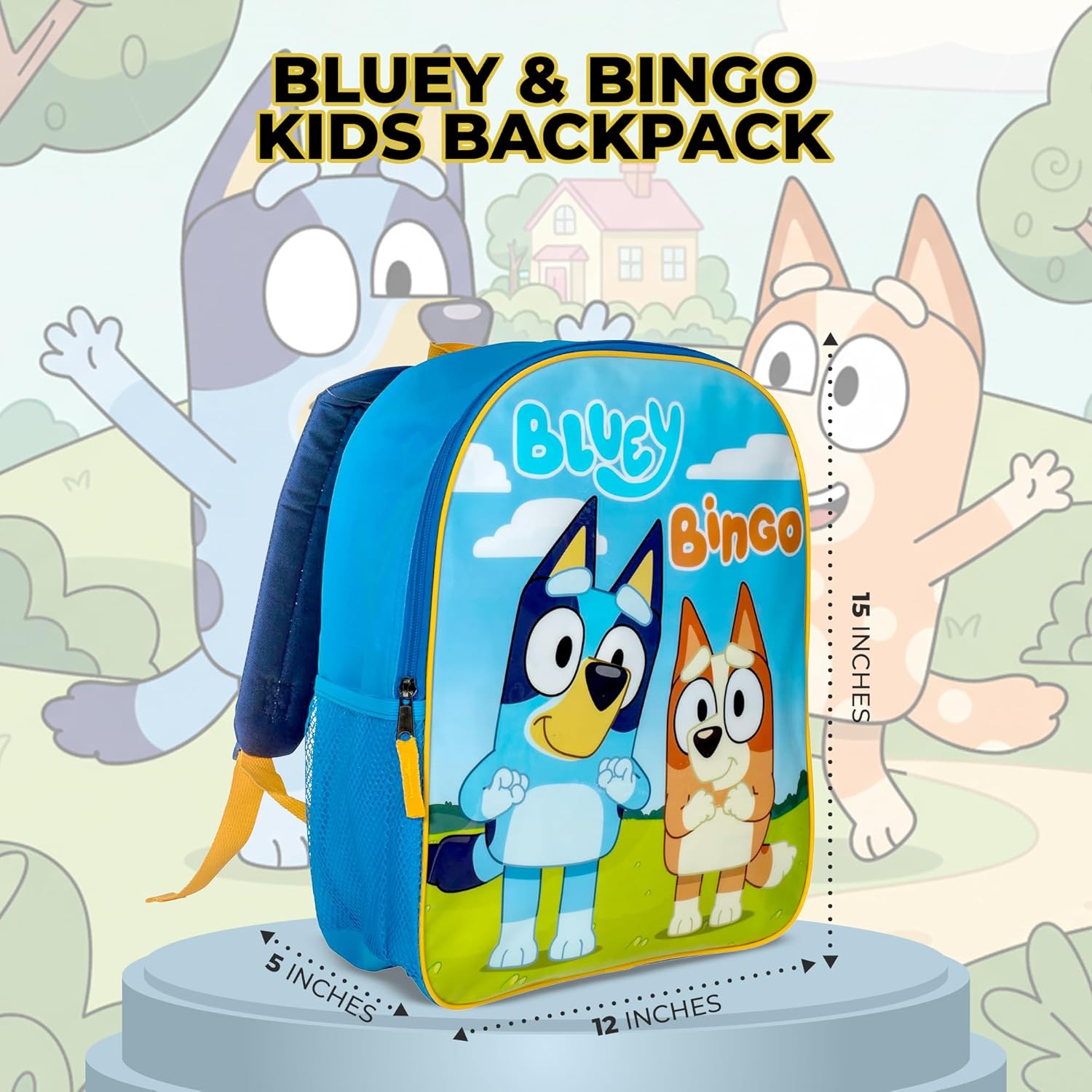 AI ACCESSORY INNOVATIONS Bluey & Bingo Kids Backpack, 15" Girls & Boys School Bag, Blue - Image 3