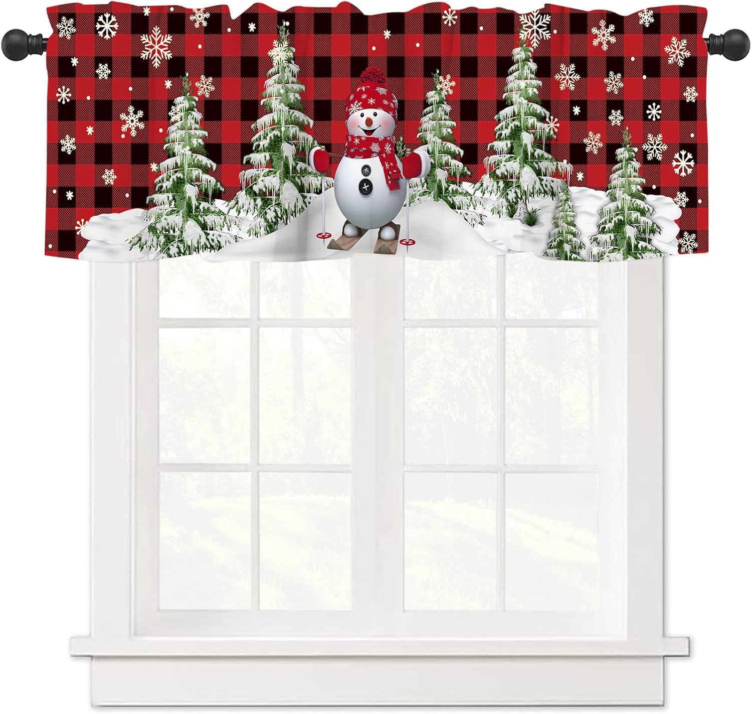Abaysto Christmas Valance for Windows Christmas Snowman Window Toppers