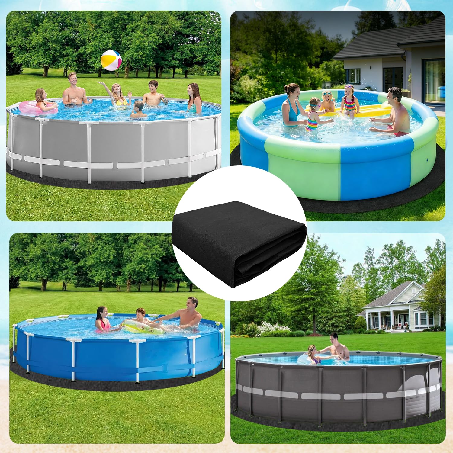 Pool Unterlage Outdoor,Poolmatten Schutzboden,Poolunterlage rutschfeste Unterlage 4 Meter Rund,Bodenschutzmatte Bautenschutzmatte,Verhindert Löcher Wasserabsorbierende Filzmatte,Pool Zubehör