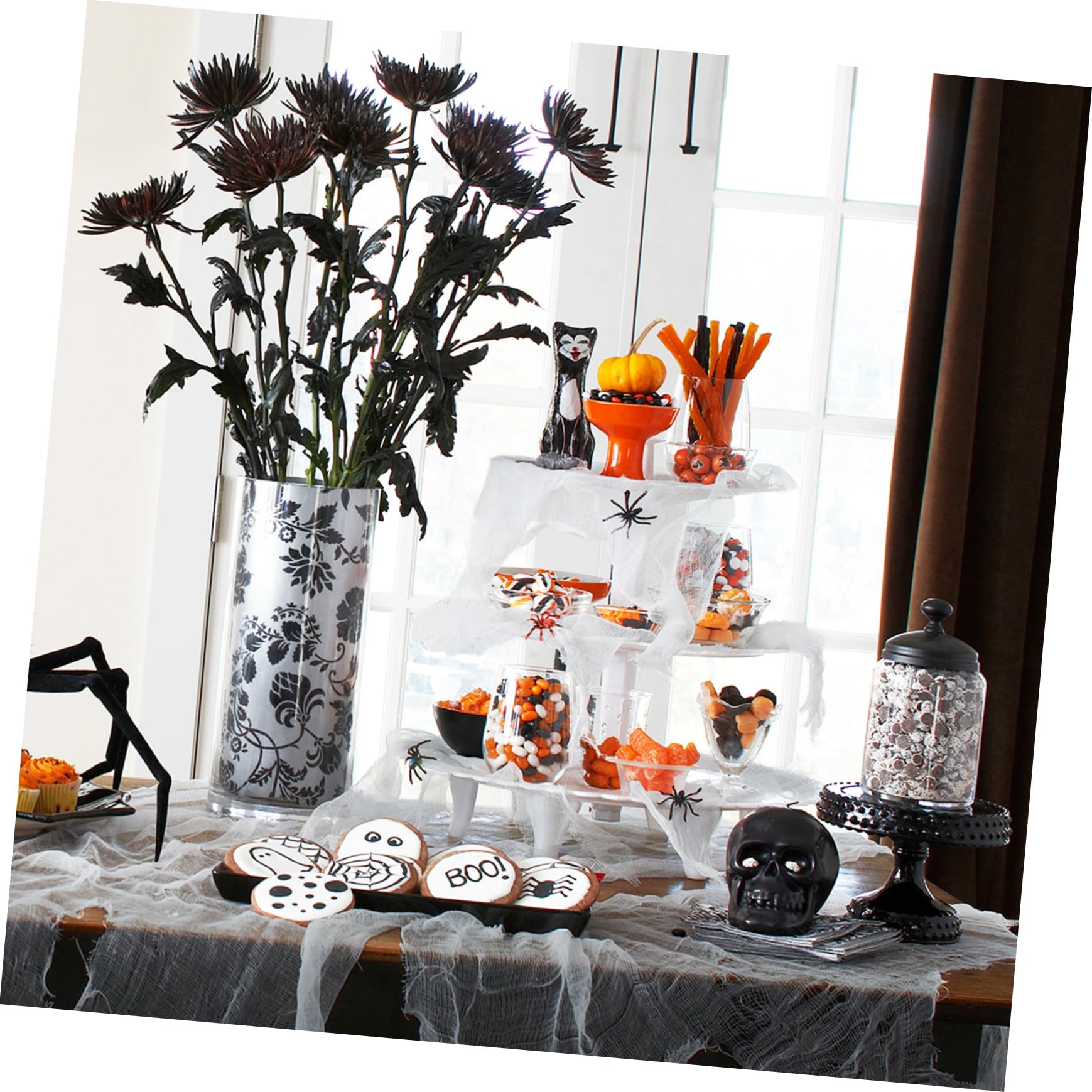 Alipis 2 Pezzi di Garza per Tovaglie Infestate Decorazioni Grigie per Halloween Decorazioni in Tessuto per Interni Decorazioni per Halloween Decorazioni Spettrali per Feste di