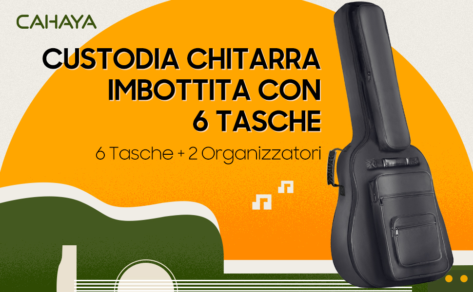 Custodia Per Chitarra Acustica CAHAYA - Impermeabile, Per 39-41 Pollici, Oxford - Foto 7