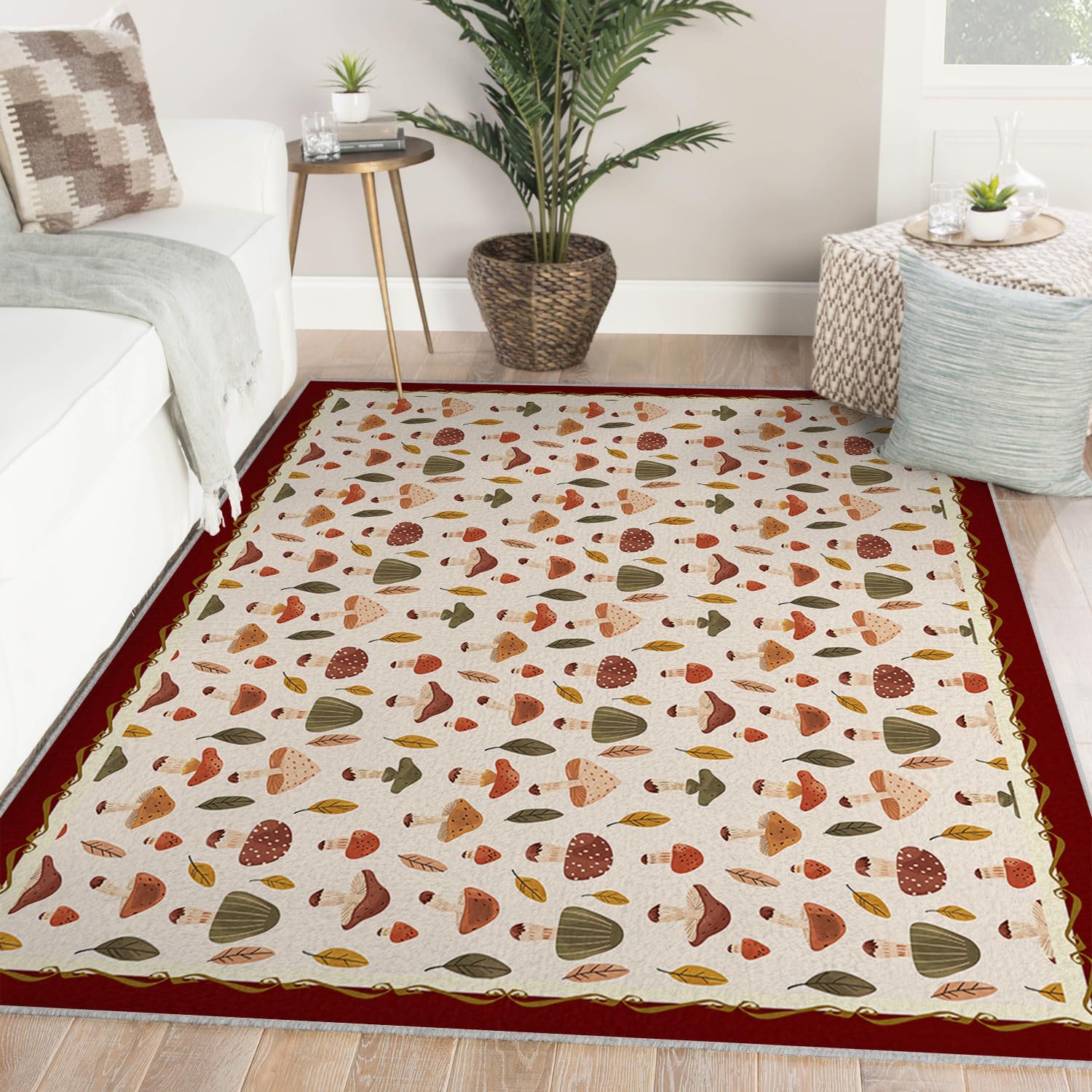 Tapis antidérapant lavable à poil bas et dossier caoutchouc pour salon