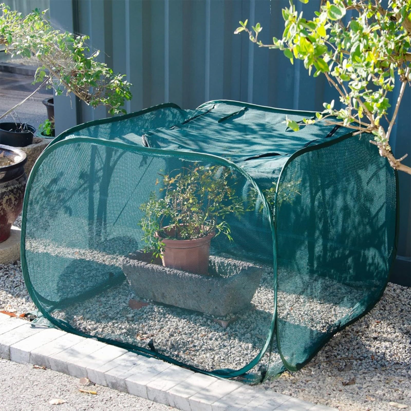 Foldable Plant Cage Mesh Plant Cover Garden Frost Protection With 4 Ground Stakes For Secure Positioning Protects Plants From And Harsh Weather Storage For And Landscaping(80 * 80 * 80) — view 7