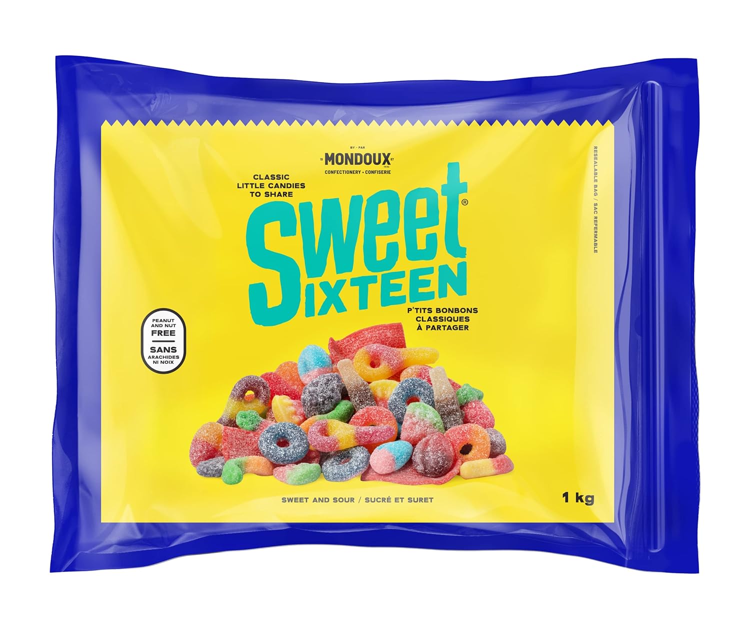 Mondoux Sweet Sixteen Sweet and Sour Gummy Candies, 1kg/35.3 oz., Imported from Canada)