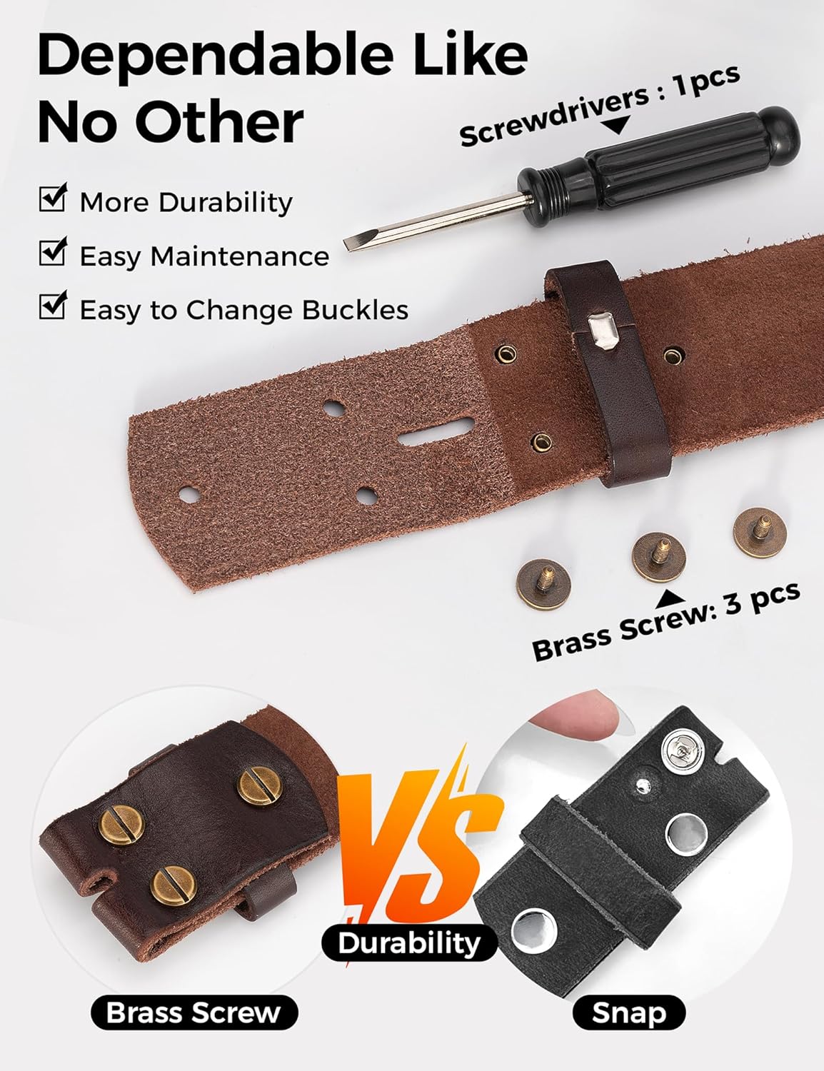 No Buckle Full Grain Leather Belt Men Women Fits With 1.5 Inch Buckle - Image 5