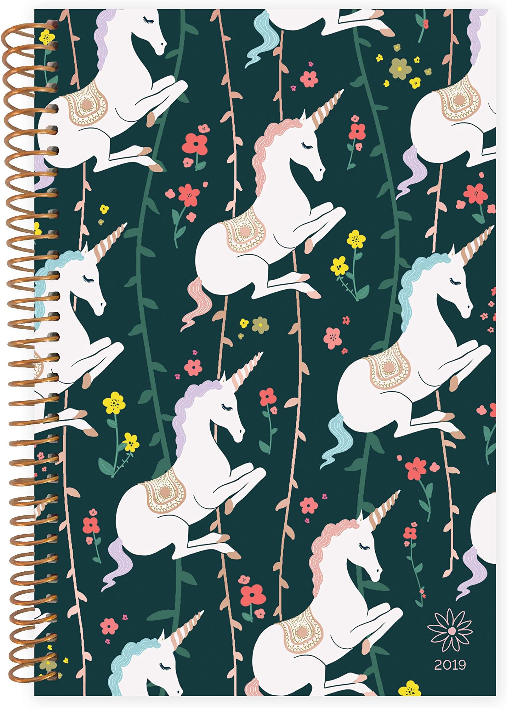 Roll over image to zoom in bloom daily planners 2019 Calendar Year Day Planner - Passion/Goal Organizer - Monthly and Weekly Dated Agenda Book - (January 2019 - December 2019) - 6" x 8.25" - Unicorn