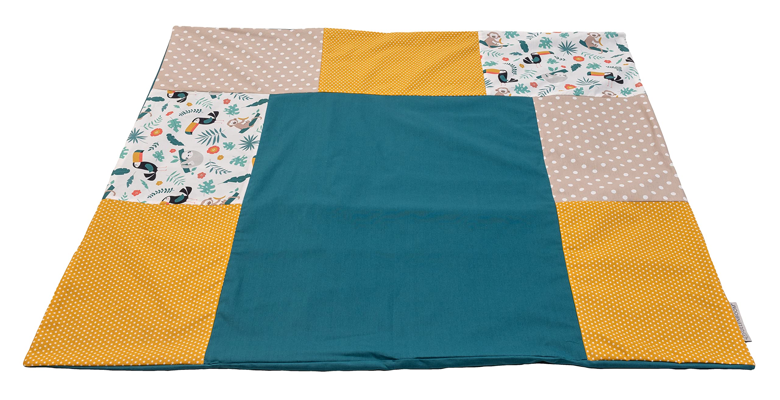 ULLENBOOM ® Wickelauflagenbezug 75x85 cm Dschungel (Made in EU) - abnehmbarer Bezug für Wickelauflage 85x75, Baby Überzug für Wickelunterlage aus Baumwolle, Wickelbezug für Wickeltisch