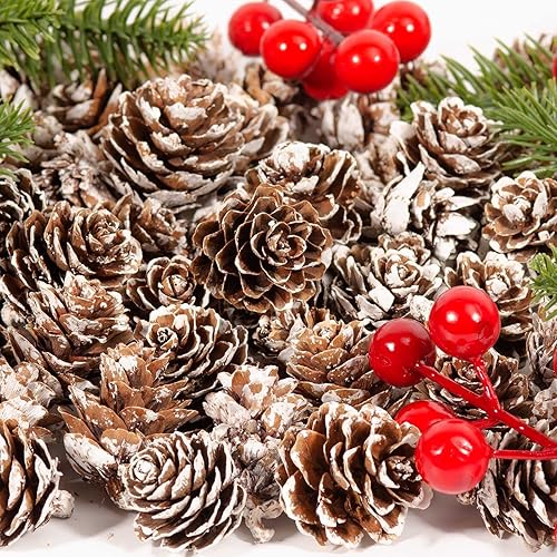 Miniatura 3 de ZYP 230 mini piñas de pino de nieve a granel, adornos de piñas rústicas de Acción de Gracias, rellenos de jarrón, piñas pequeñas para manualidades,