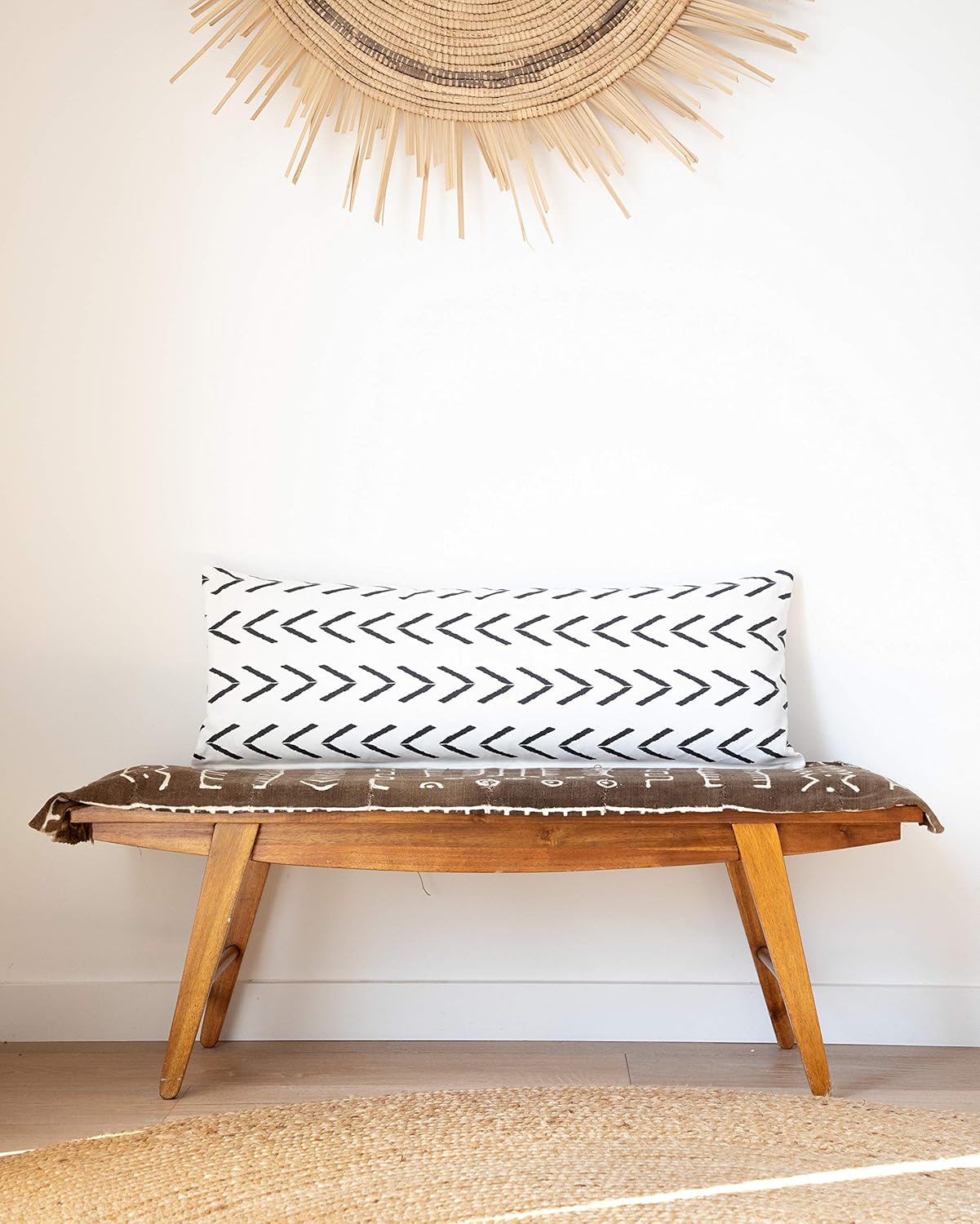 Black and White Boho Modern Maternity Pregnancy Long Body Pillowcase for Bed Headboard Couch Sofa | 14 x 36 Inches Zippered Body Pillow Cover